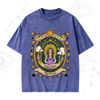 Purplehecate Aquarius Radiance Zodiac Washed T-Shirt