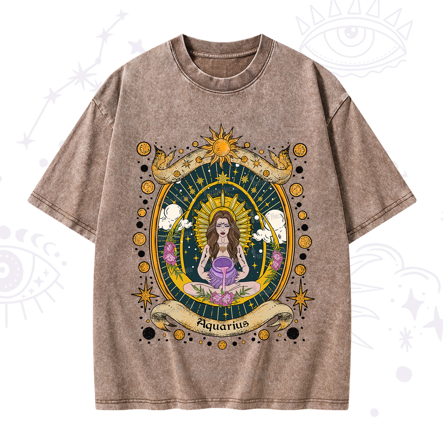 Purplehecate Aquarius Radiance Zodiac Washed T-Shirt