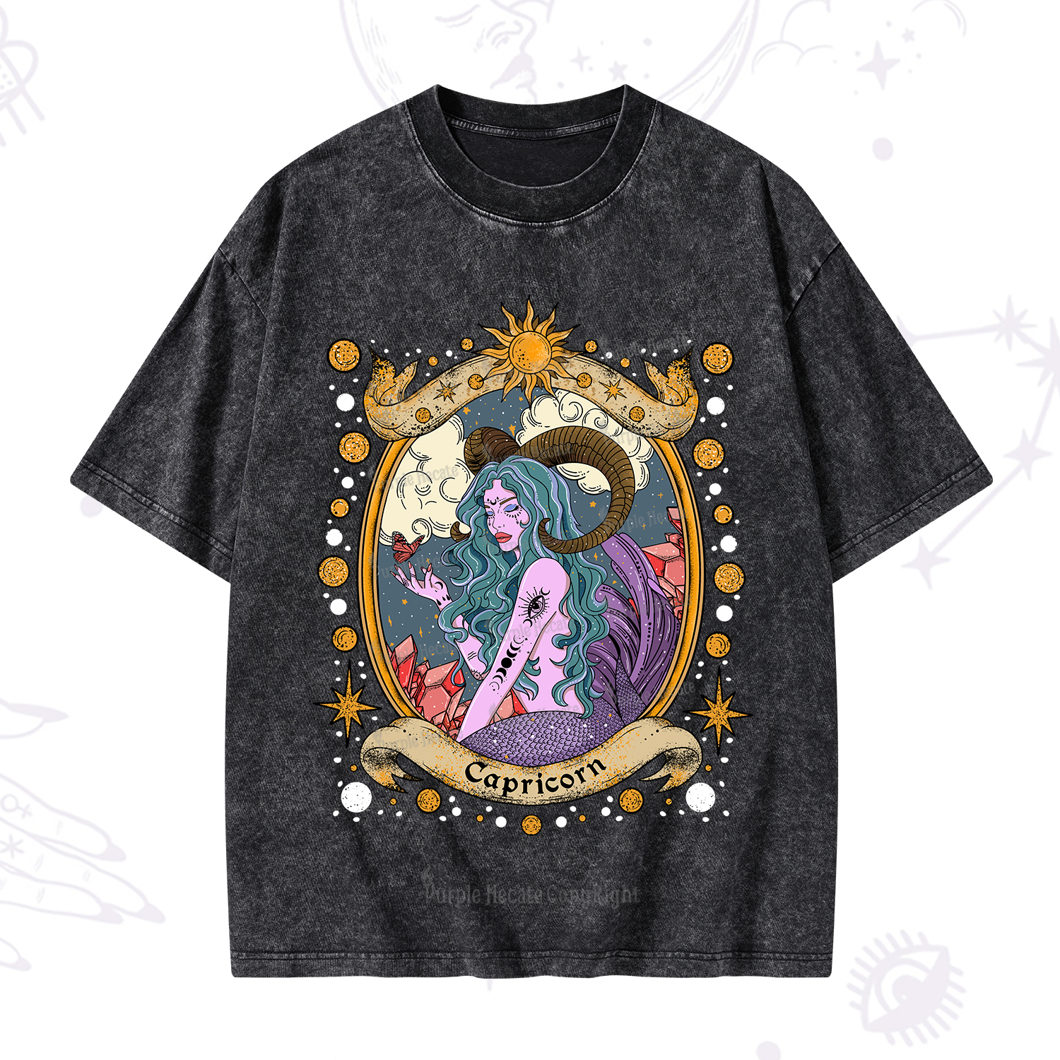 Purplehecate Capricorn Radiance Zodiac Washed T-Shirt