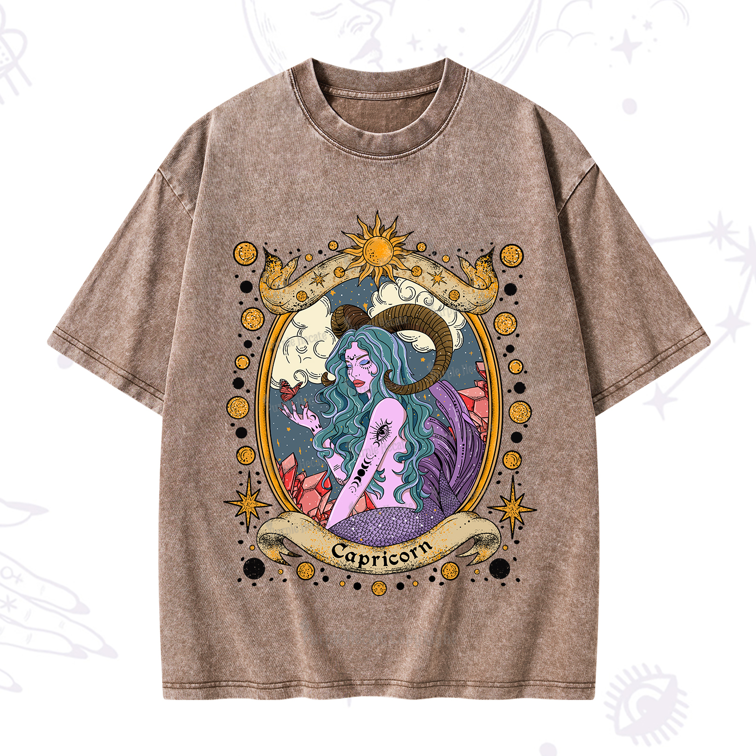 Purplehecate Capricorn Radiance Zodiac Washed T-Shirt