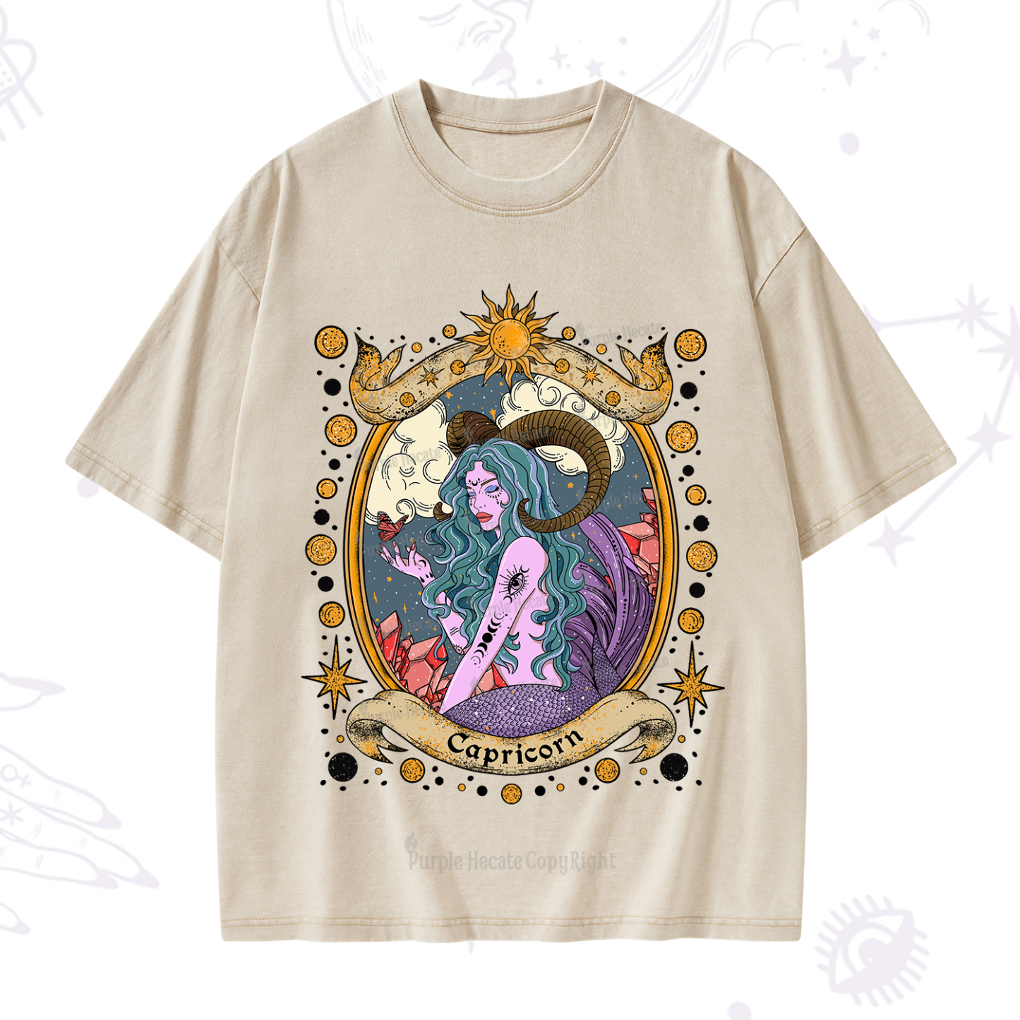 Purplehecate Capricorn Radiance Zodiac Washed T-Shirt