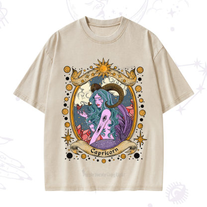 Purplehecate Capricorn Radiance Zodiac Washed T-Shirt