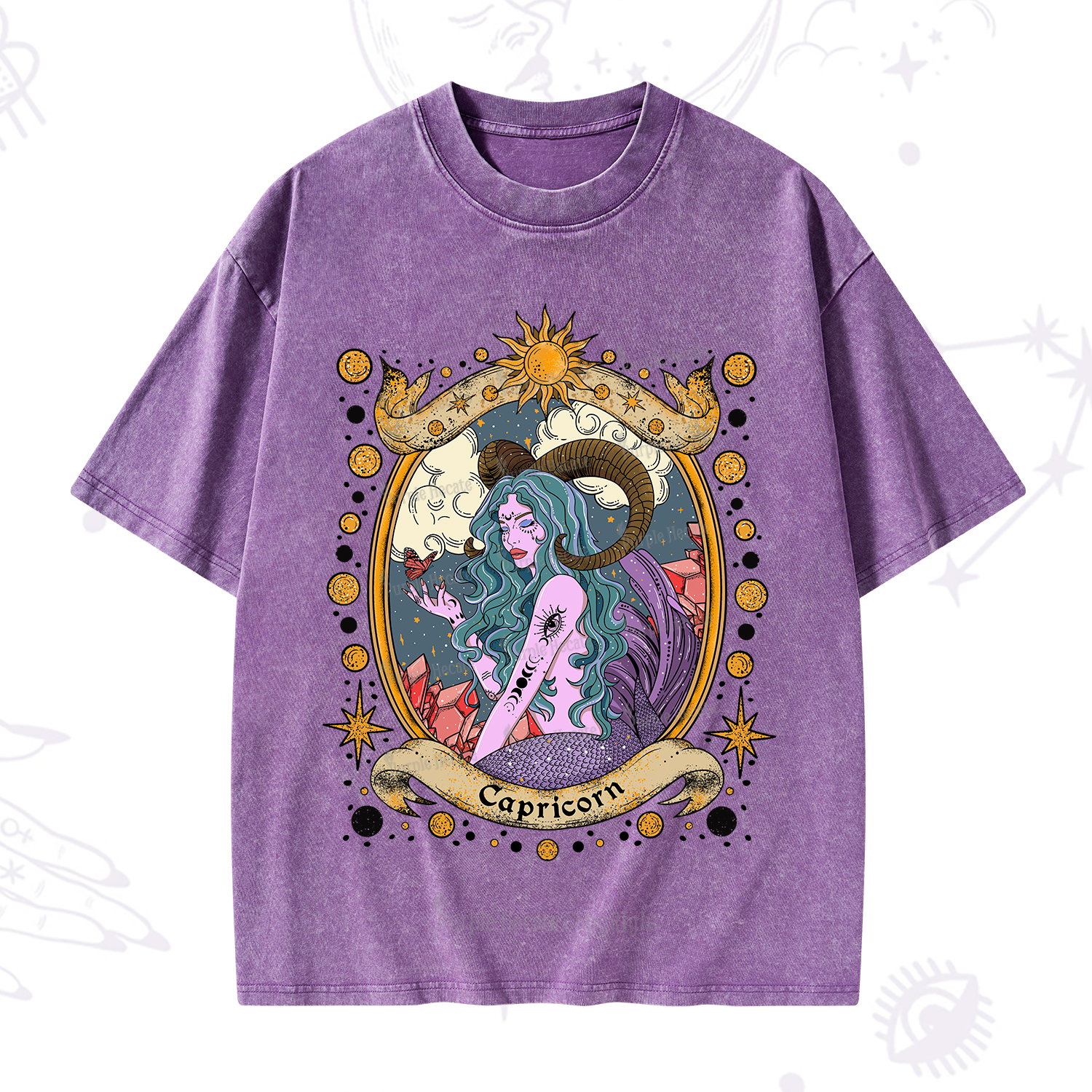 Purplehecate Capricorn Radiance Zodiac Washed T-Shirt