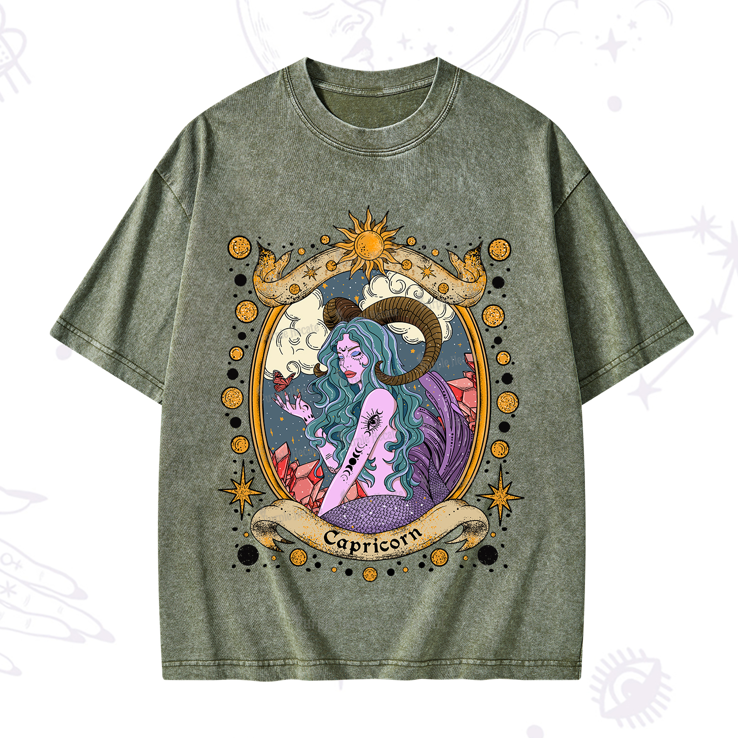Purplehecate Capricorn Radiance Zodiac Washed T-Shirt