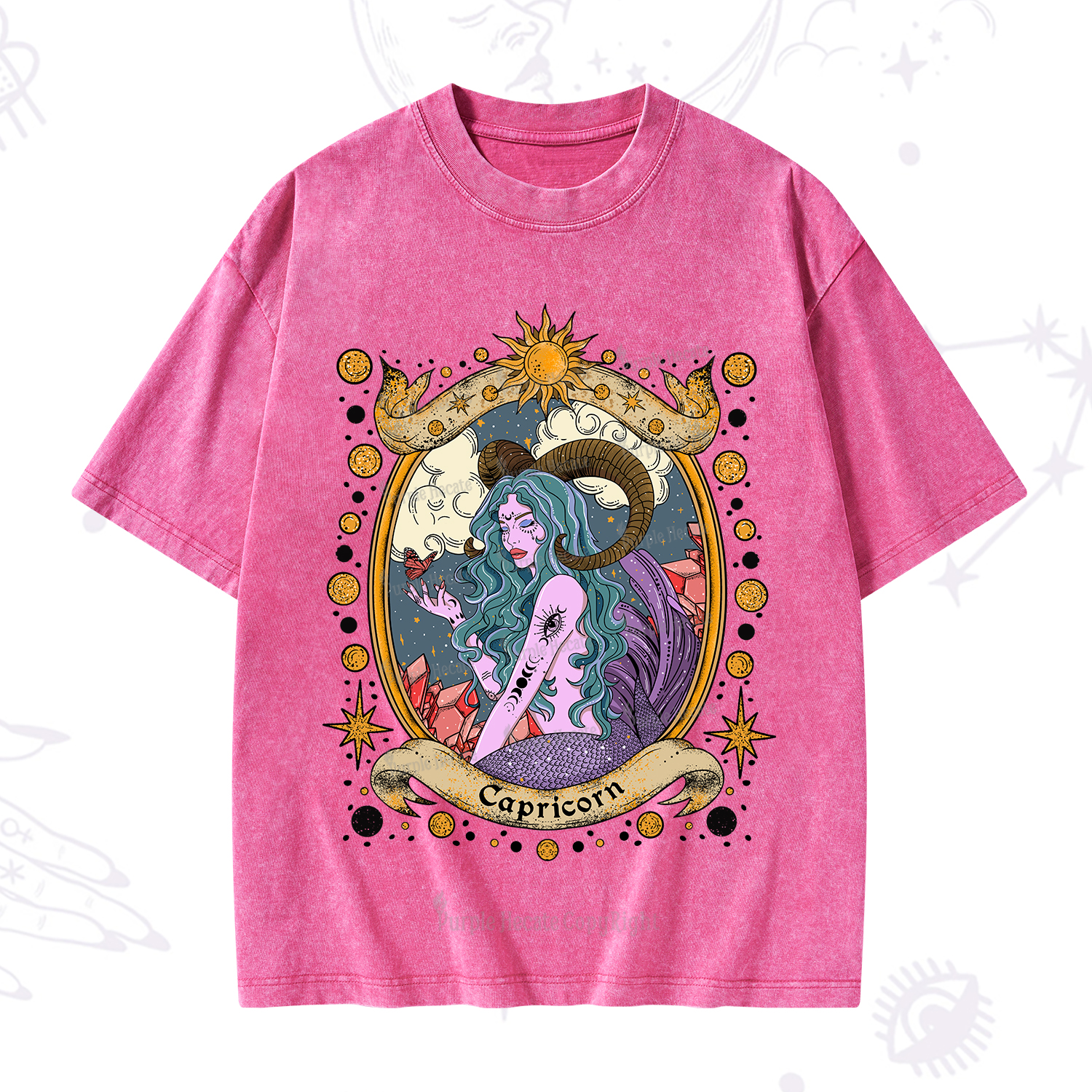 Purplehecate Capricorn Radiance Zodiac Washed T-Shirt