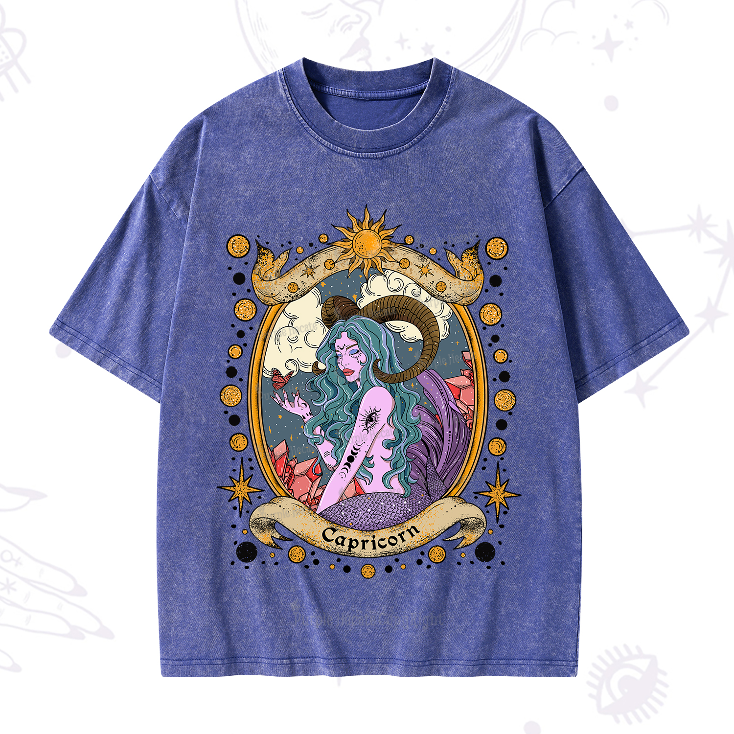 Purplehecate Capricorn Radiance Zodiac Washed T-Shirt