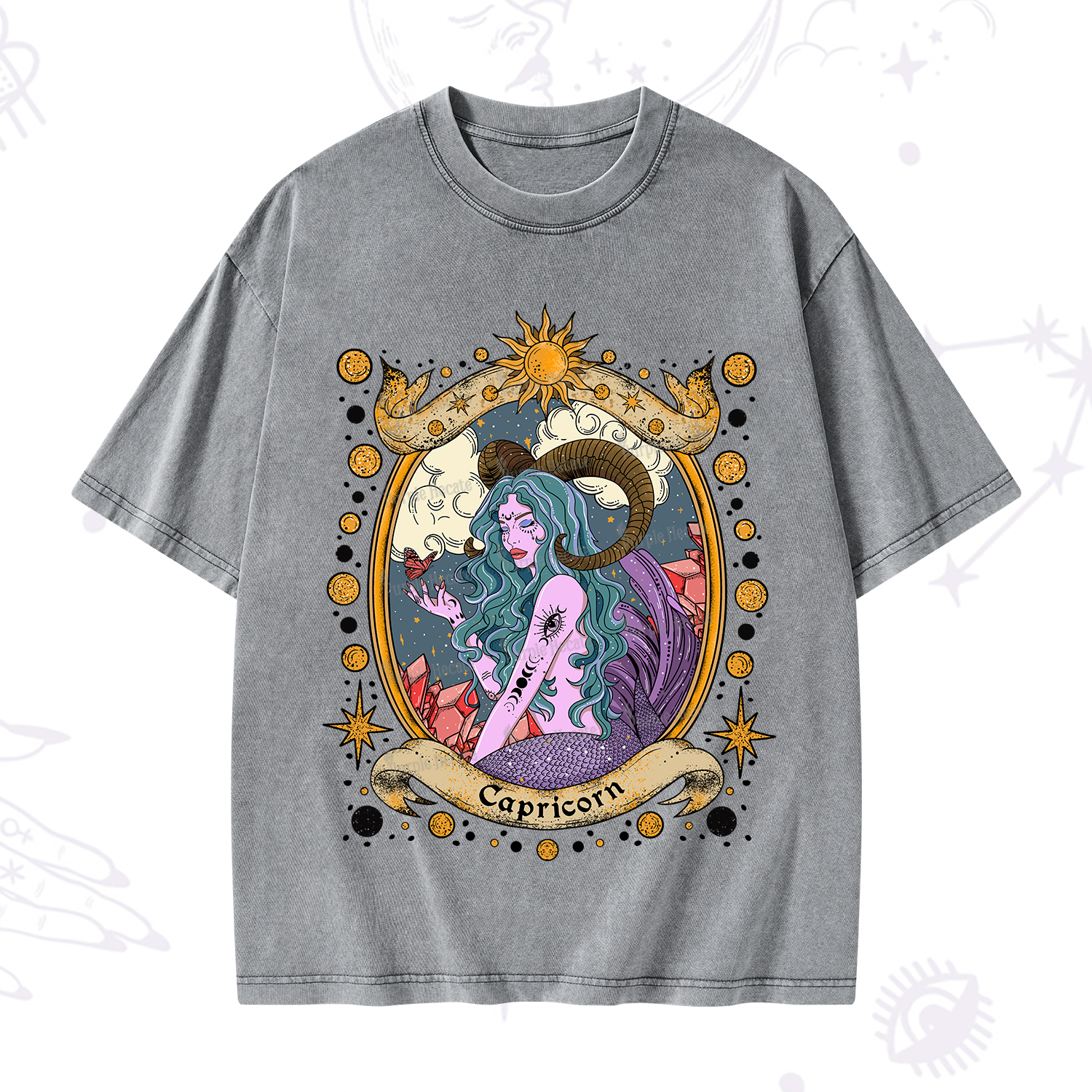 Purplehecate Capricorn Radiance Zodiac Washed T-Shirt