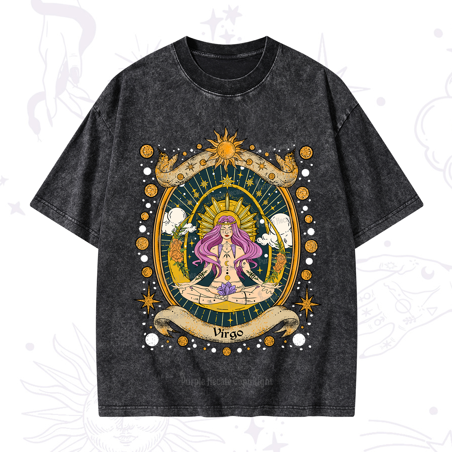 Purplehecate Virgo Radiance Zodiac Washed T-Shirt