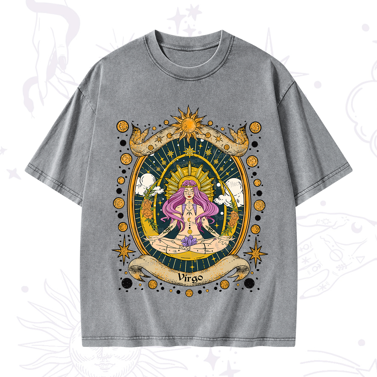 Purplehecate Virgo Radiance Zodiac Washed T-Shirt