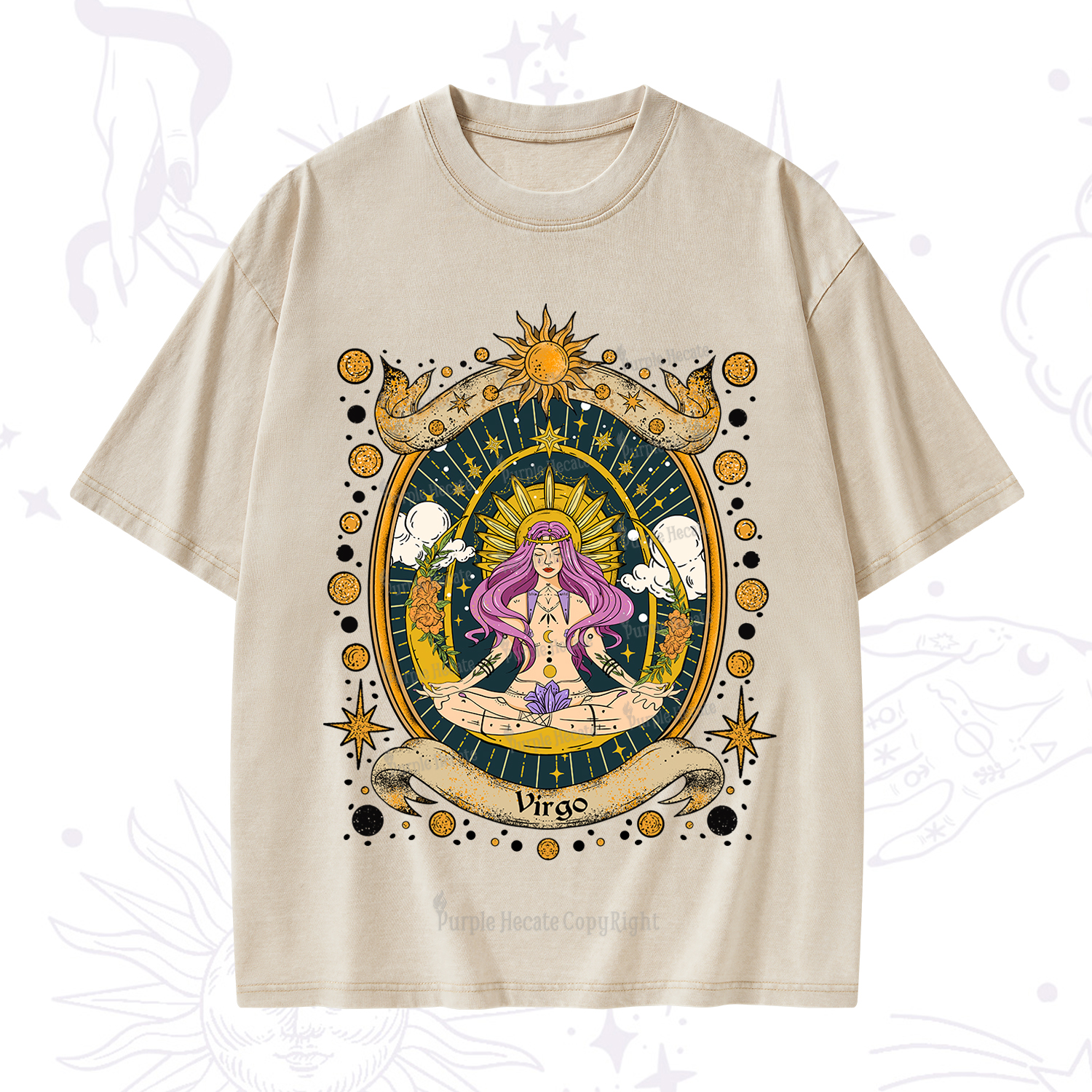Purplehecate Virgo Radiance Zodiac Washed T-Shirt