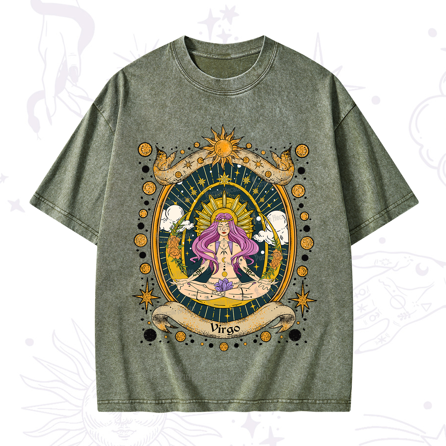 Purplehecate Virgo Radiance Zodiac Washed T-Shirt