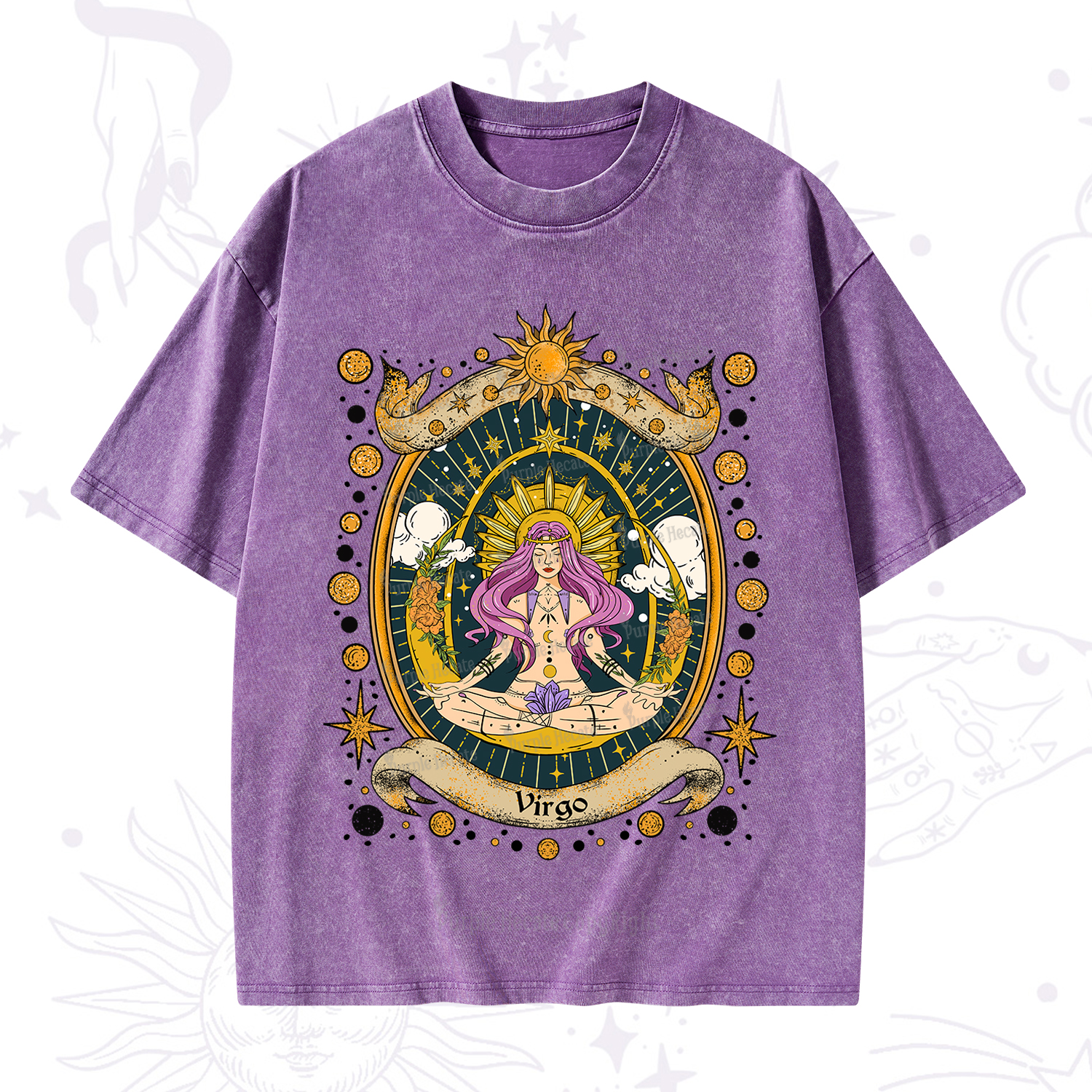 Purplehecate Virgo Radiance Zodiac Washed T-Shirt