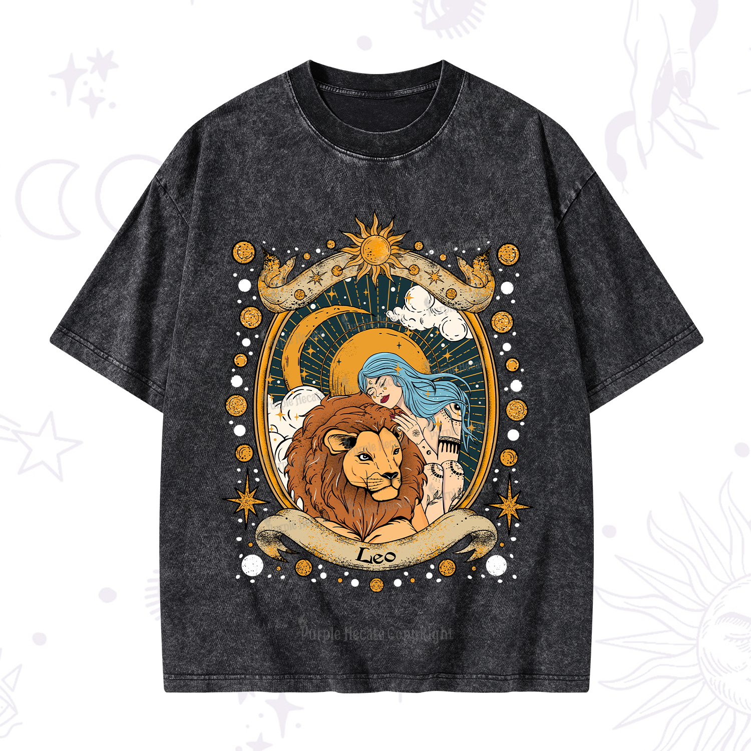 Purplehecate Leo Radiance Zodiac Washed T-Shirt