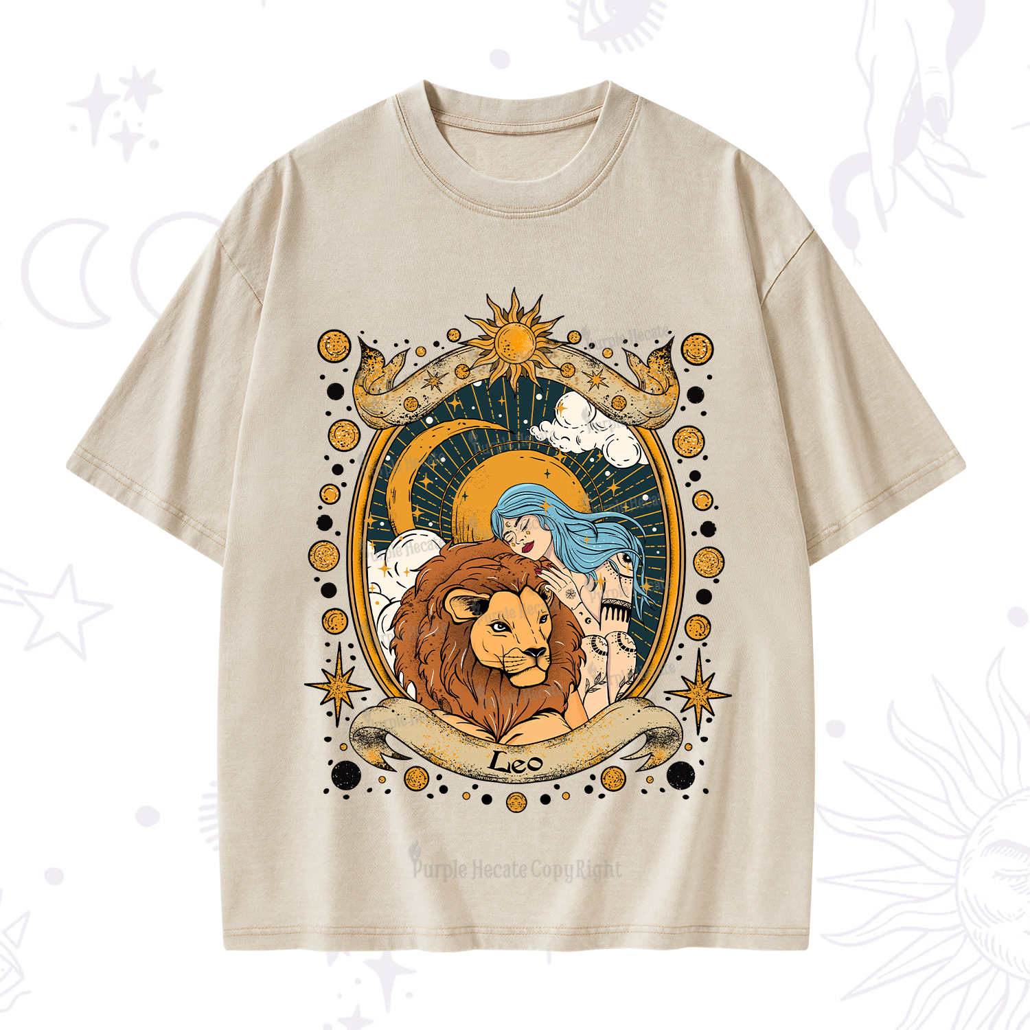 Purplehecate Leo Radiance Zodiac Washed T-Shirt