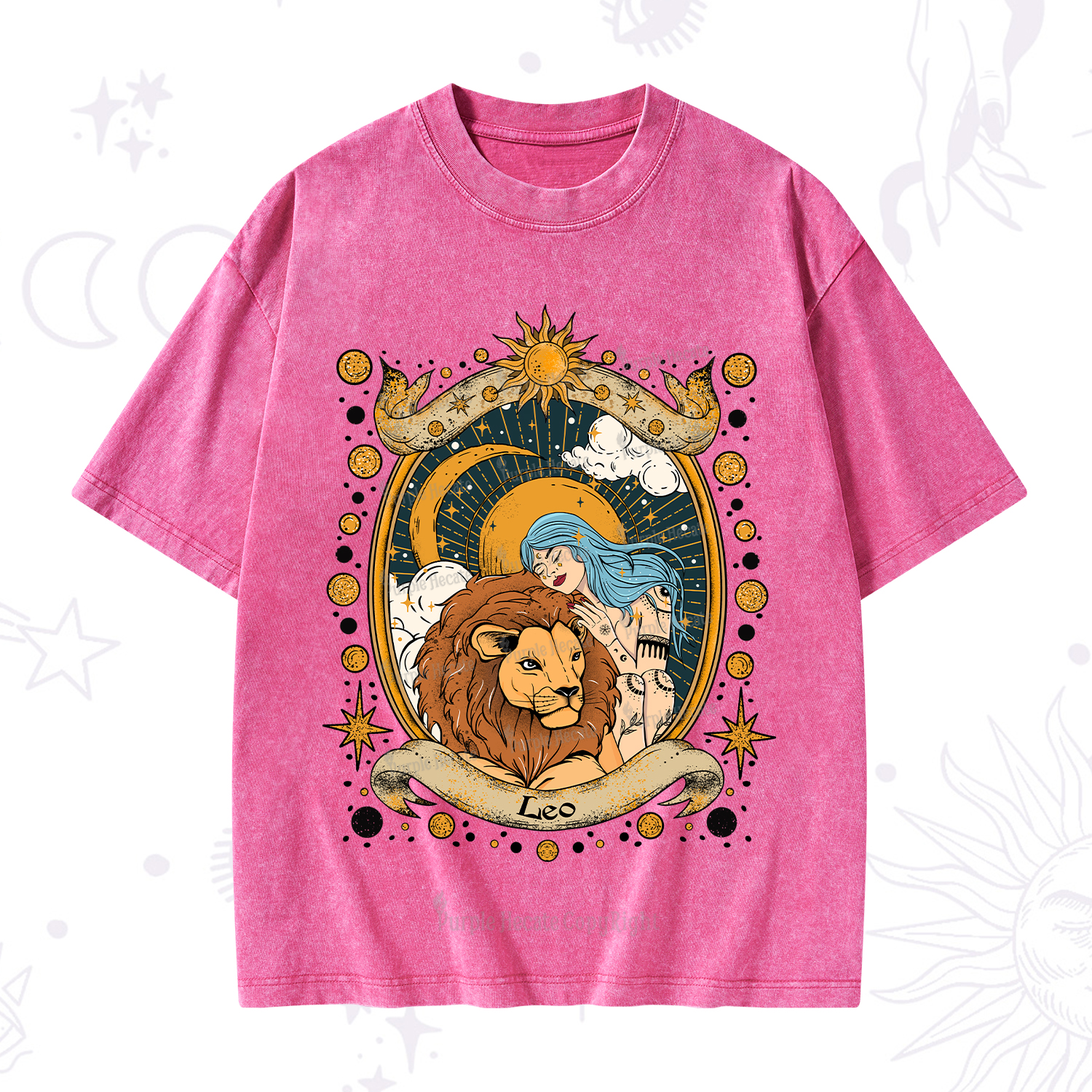 Purplehecate Leo Radiance Zodiac Washed T-Shirt