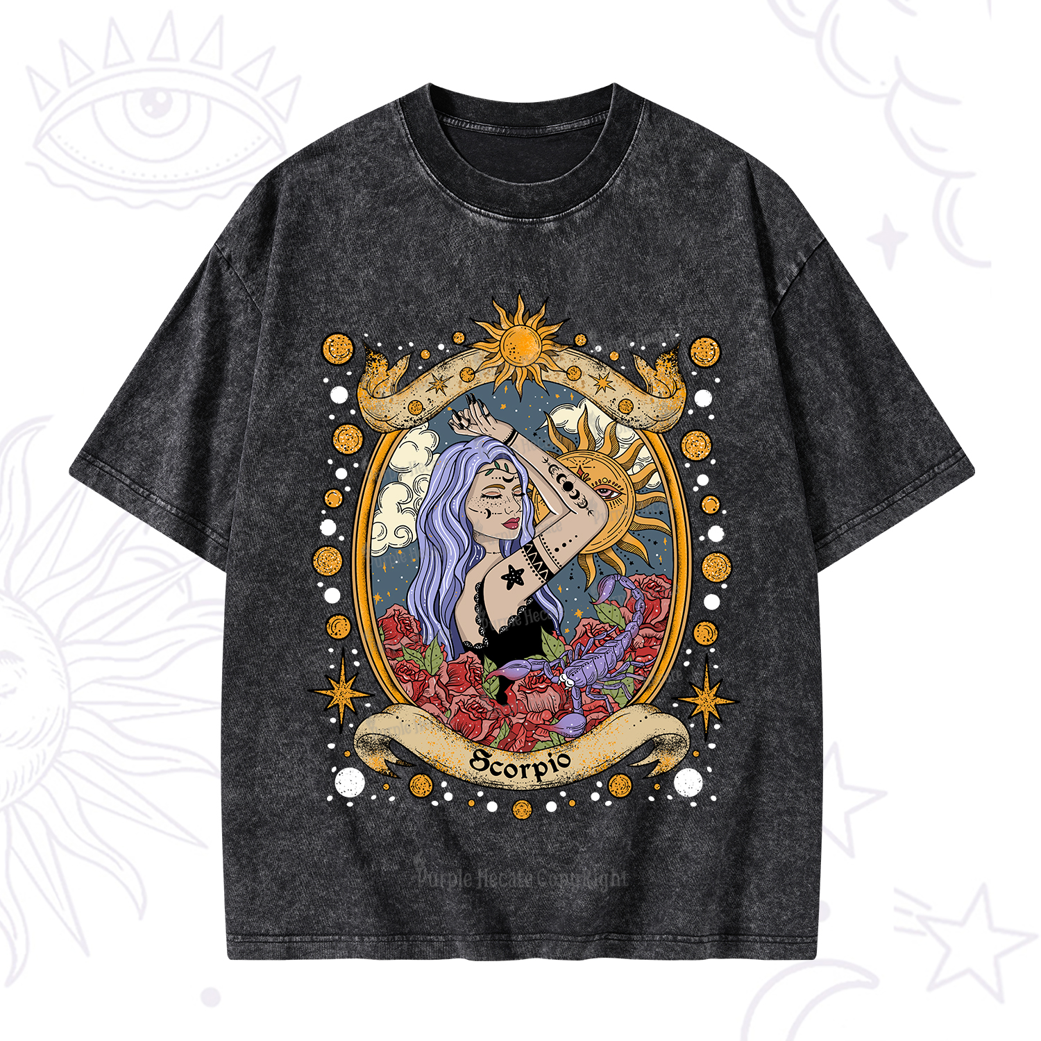 Purplehecate Scorpio Radiance Zodiac Washed T-Shirt