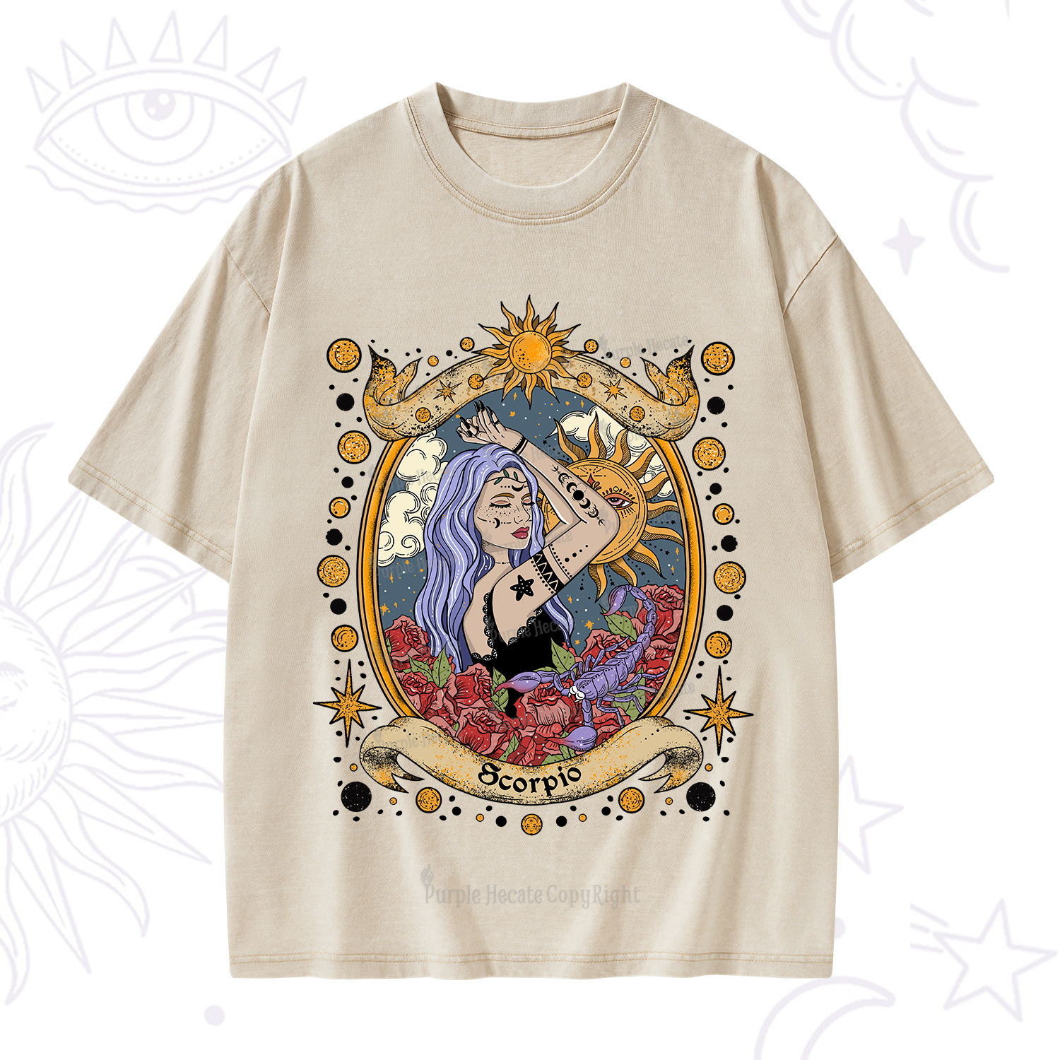 Purplehecate Scorpio Radiance Zodiac Washed T-Shirt