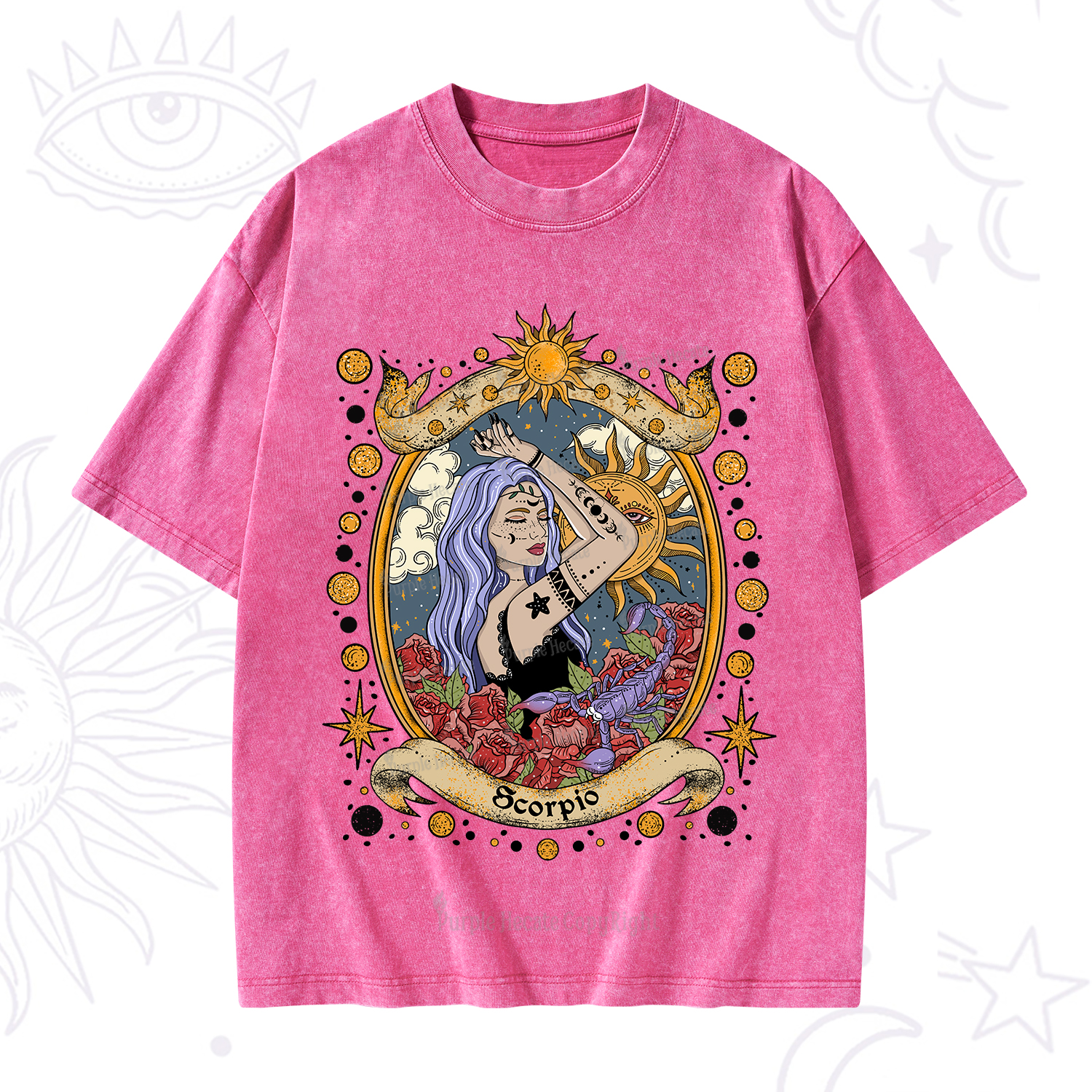 Purplehecate Scorpio Radiance Zodiac Washed T-Shirt
