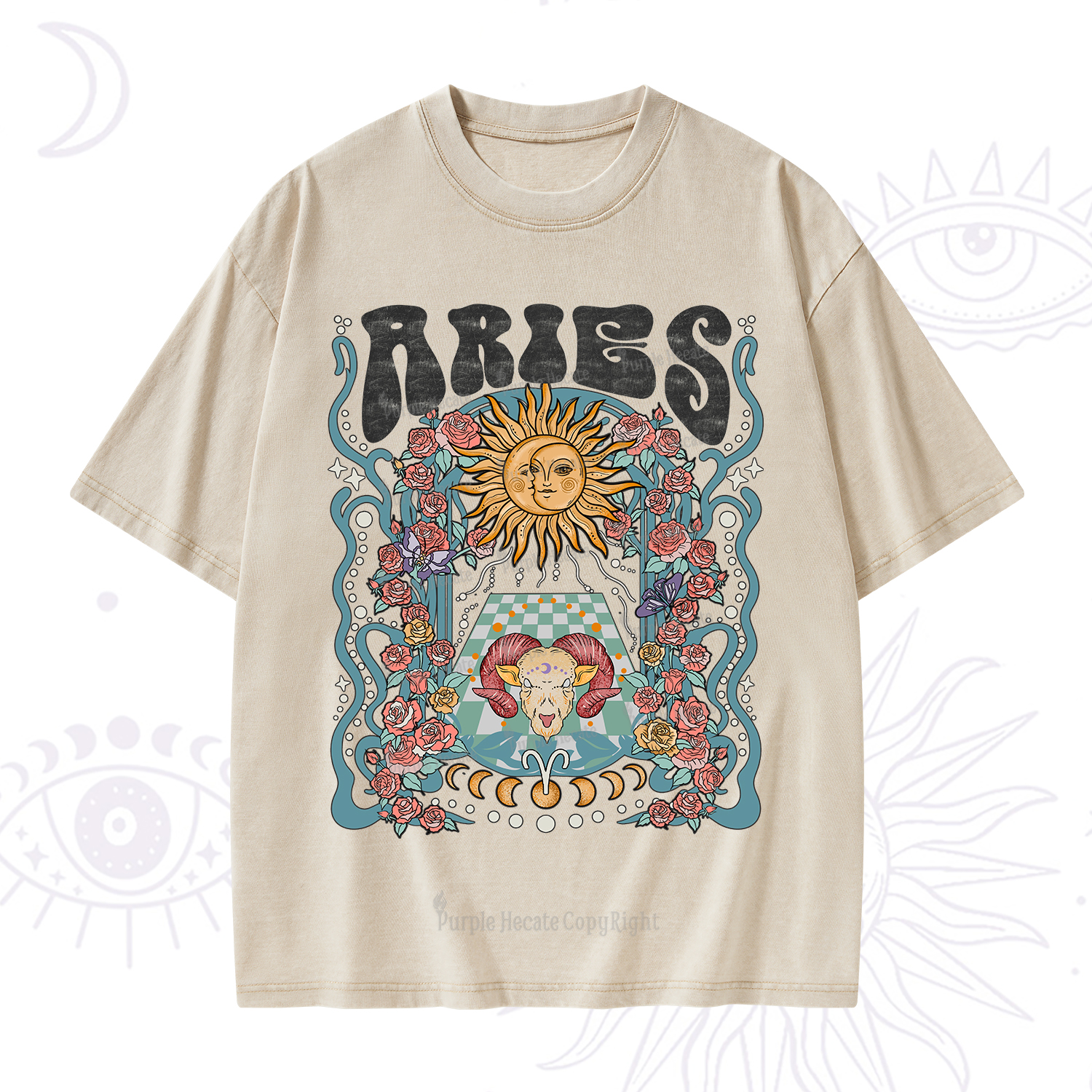 Purplehecate Aries Spirit Zodiac Washed T-Shirt