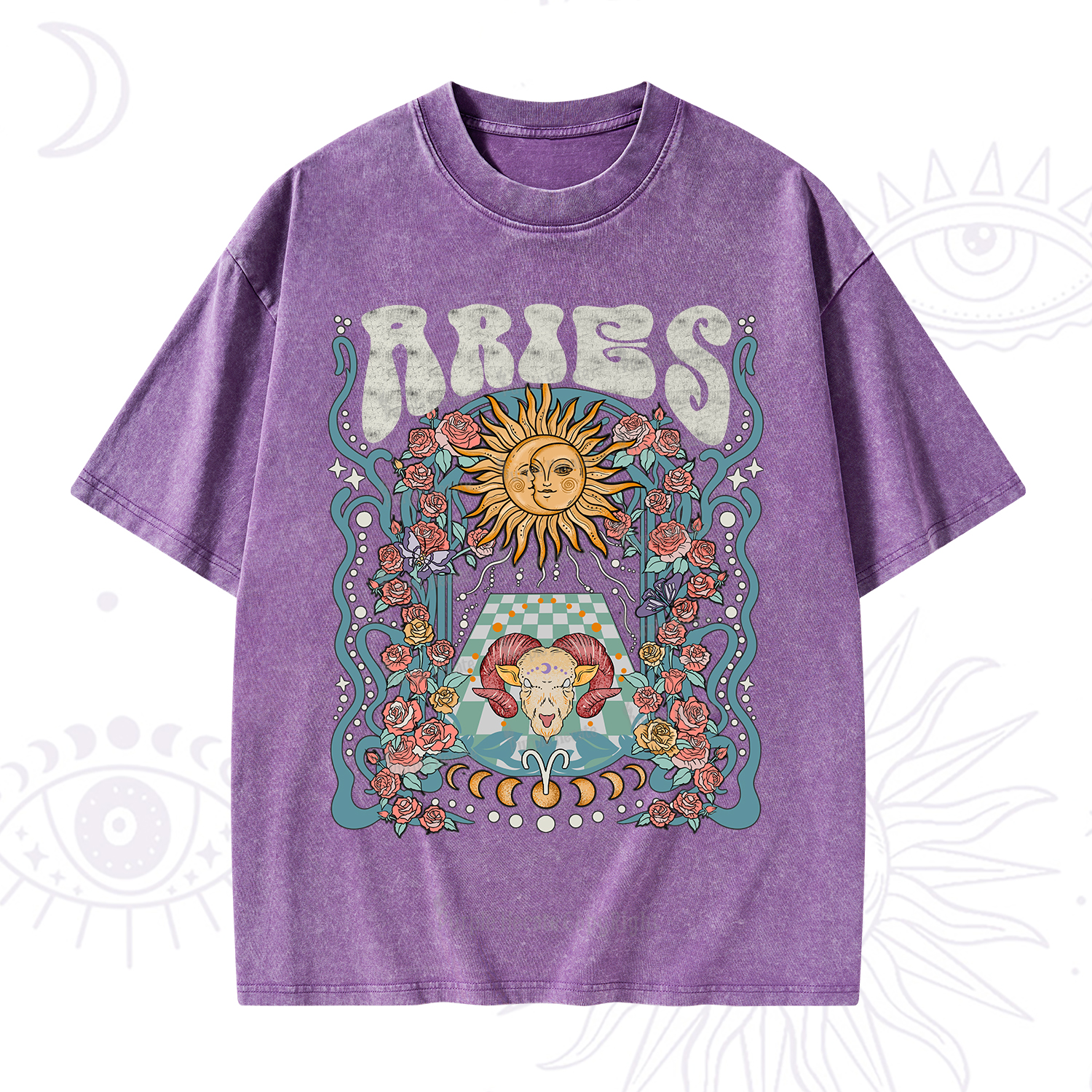 Purplehecate Aries Spirit Zodiac Washed T-Shirt