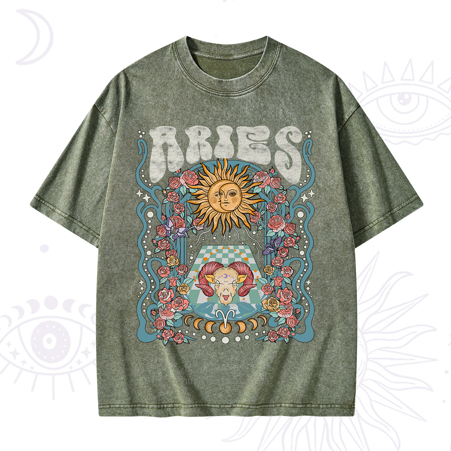 Purplehecate Aries Spirit Zodiac Washed T-Shirt