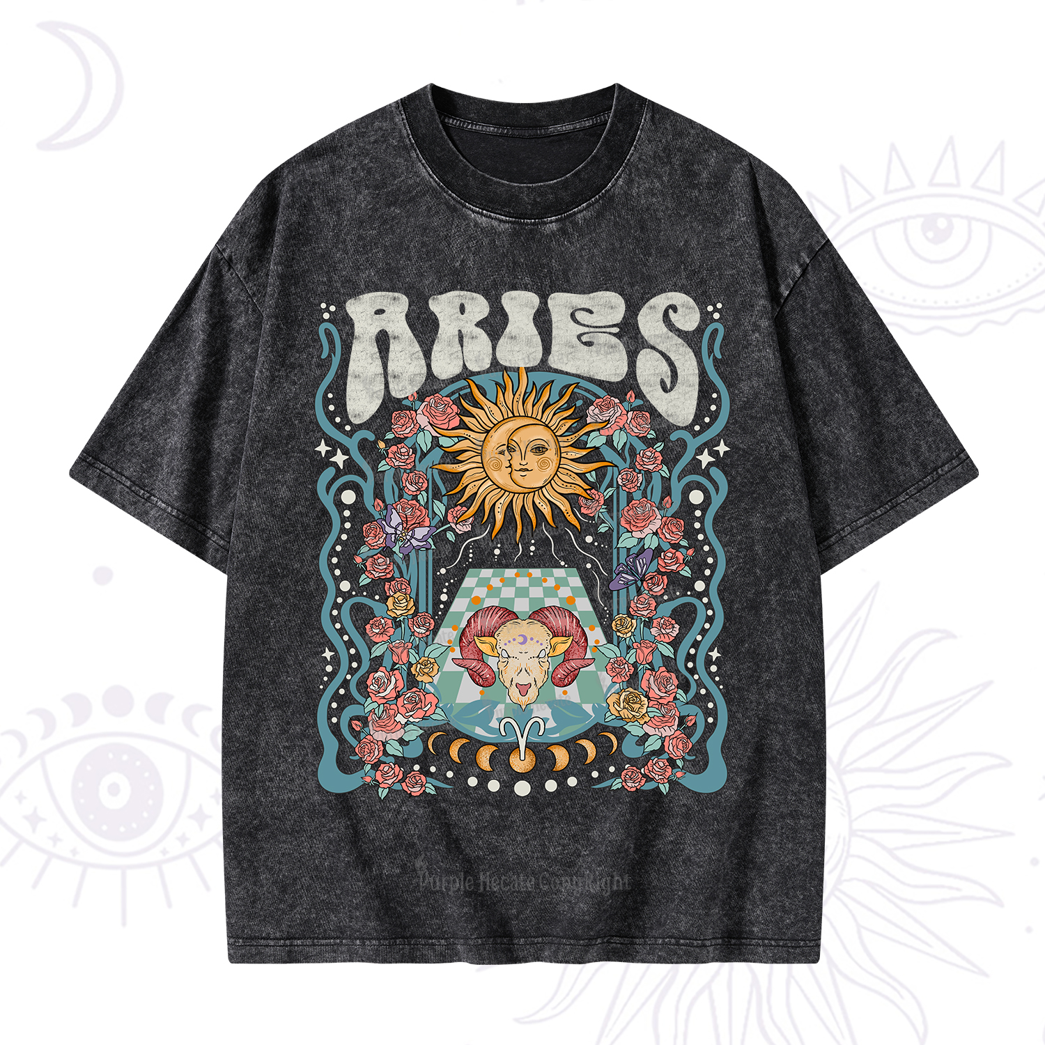 Purplehecate Aries Spirit Zodiac Washed T-Shirt