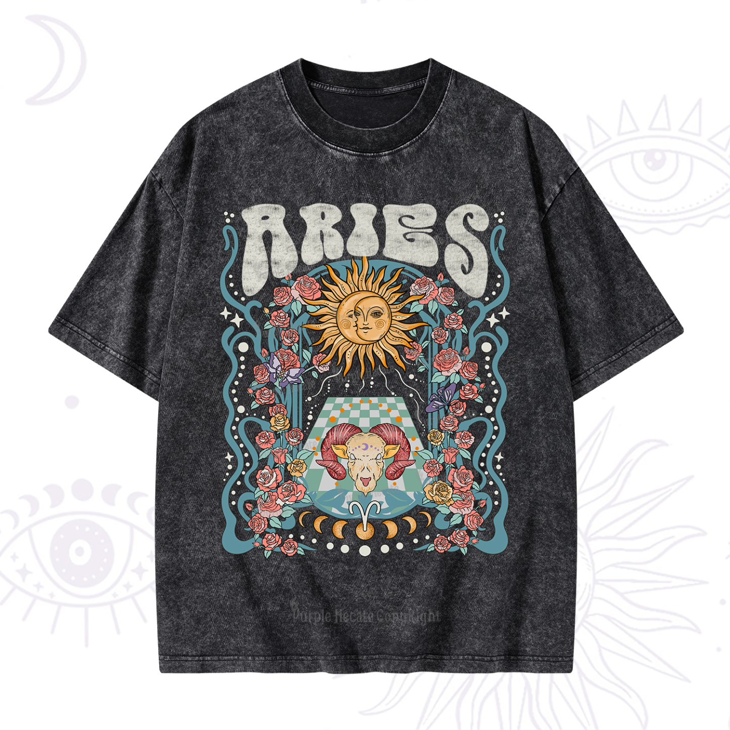 Purplehecate Aries Spirit Zodiac Washed T-Shirt