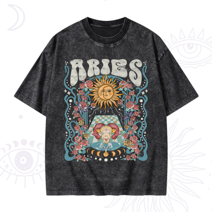 Purplehecate Aries Spirit Zodiac Washed T-Shirt