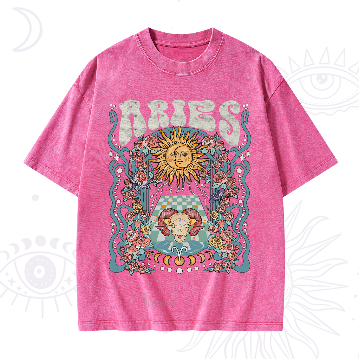 Purplehecate Aries Spirit Zodiac Washed T-Shirt