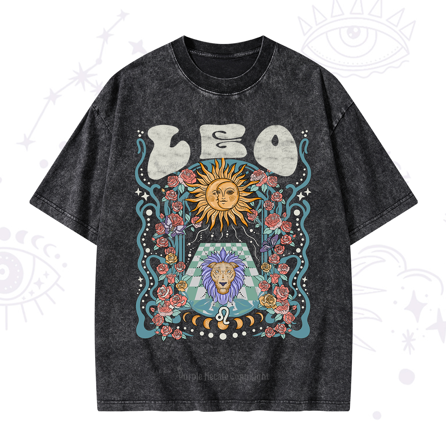 Purplehecate Leo Spirit Zodiac Washed T-Shirt