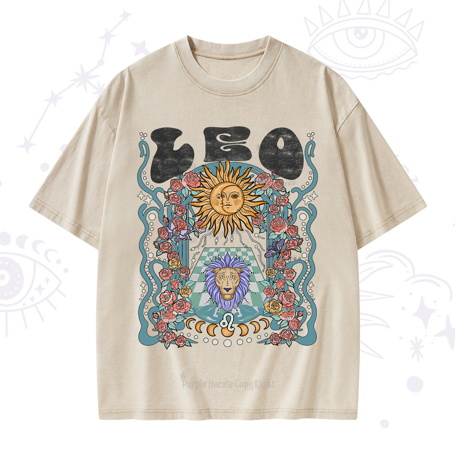 Purplehecate Leo Spirit Zodiac Washed T-Shirt