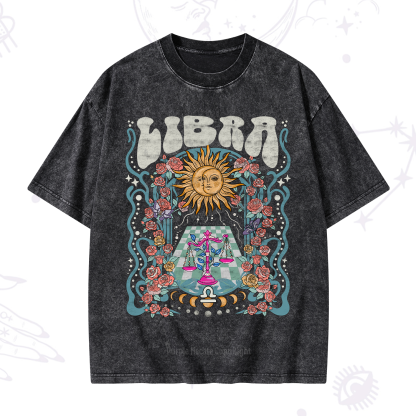 Purplehecate Libra Spirit Zodiac Washed T-Shirt