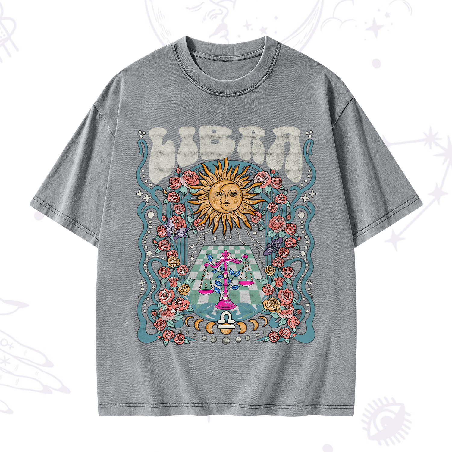 Purplehecate Libra Spirit Zodiac Washed T-Shirt