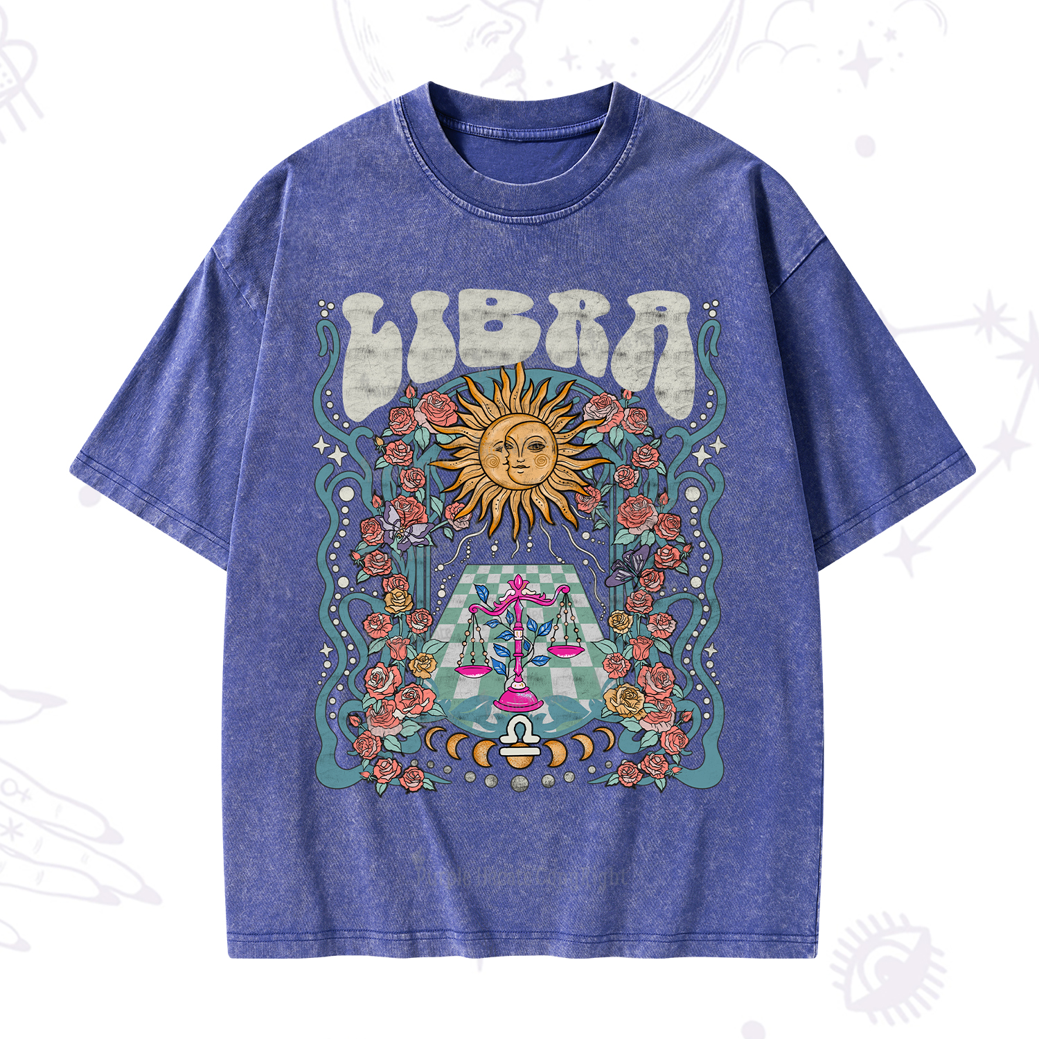 Purplehecate Libra Spirit Zodiac Washed T-Shirt