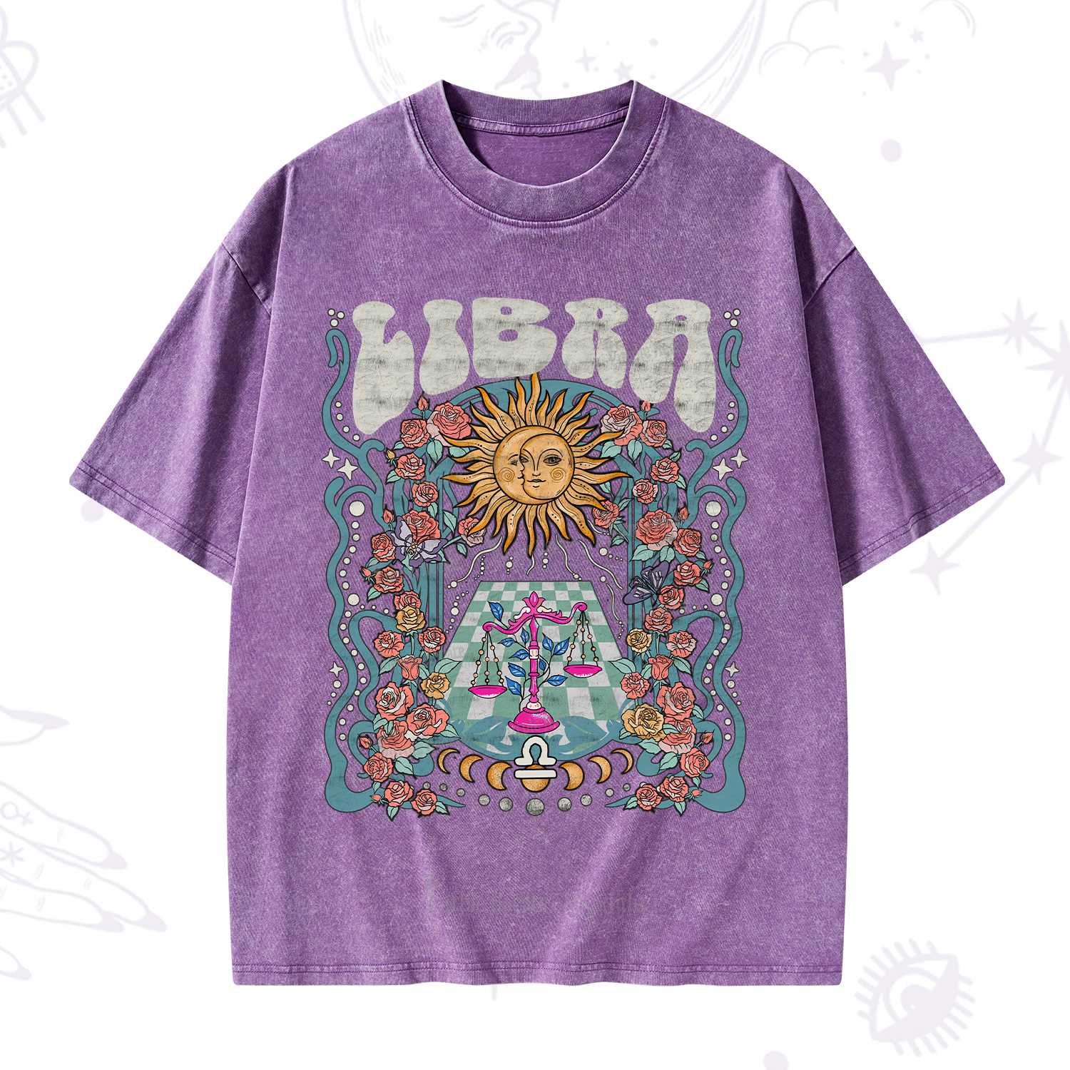 Purplehecate Libra Spirit Zodiac Washed T-Shirt