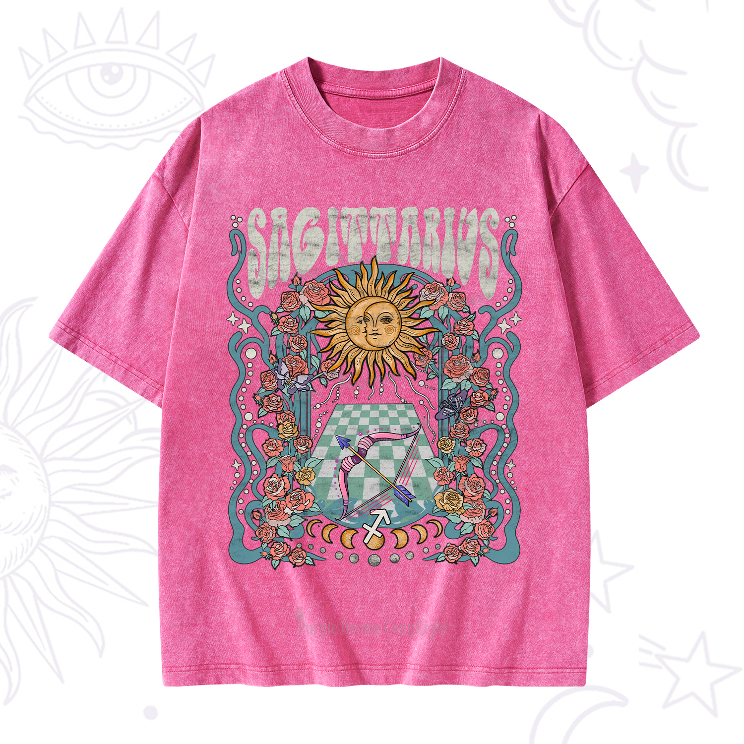 Purplehecate Sagittarius Spirit Zodiac Washed T-Shirt