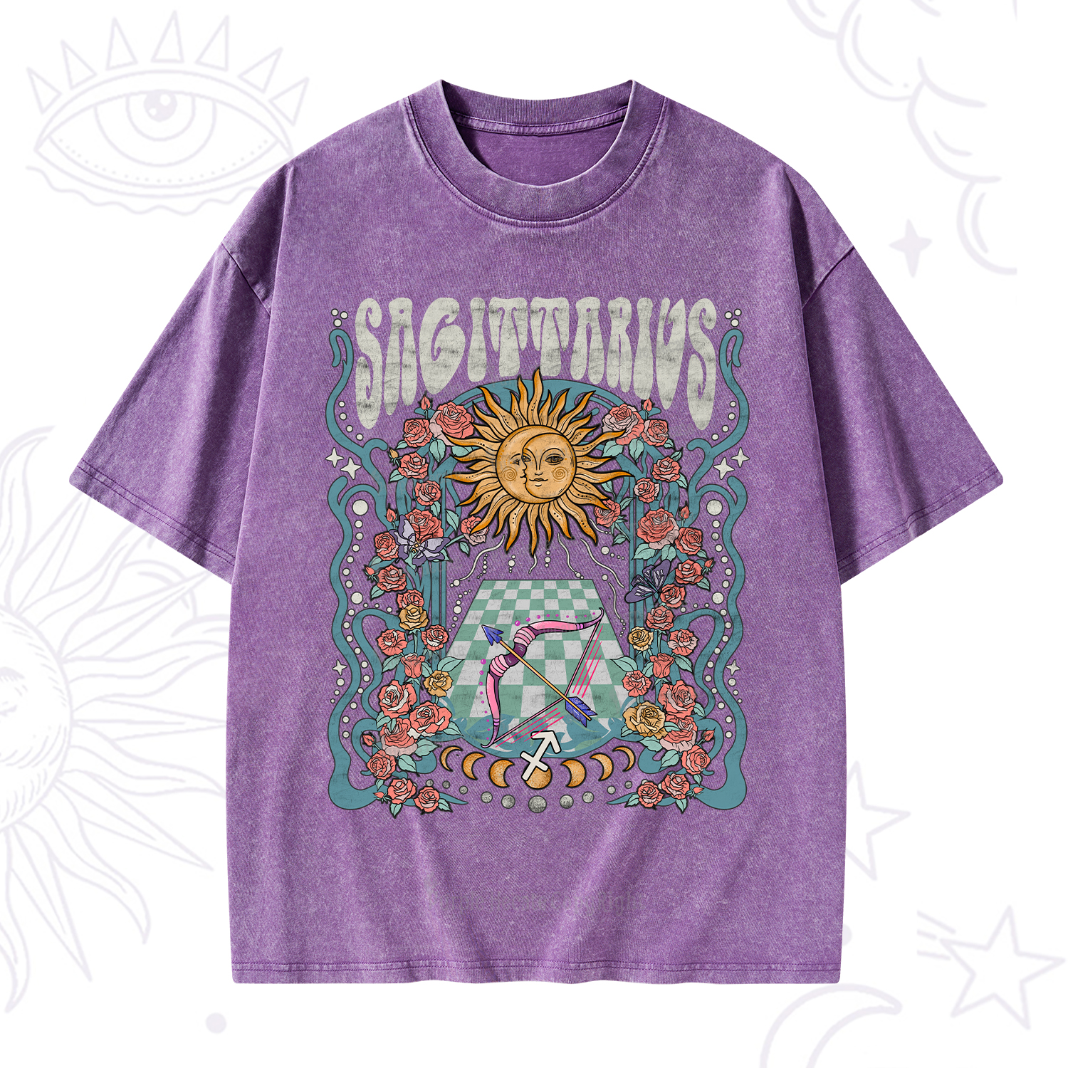 Purplehecate Sagittarius Spirit Zodiac Washed T-Shirt