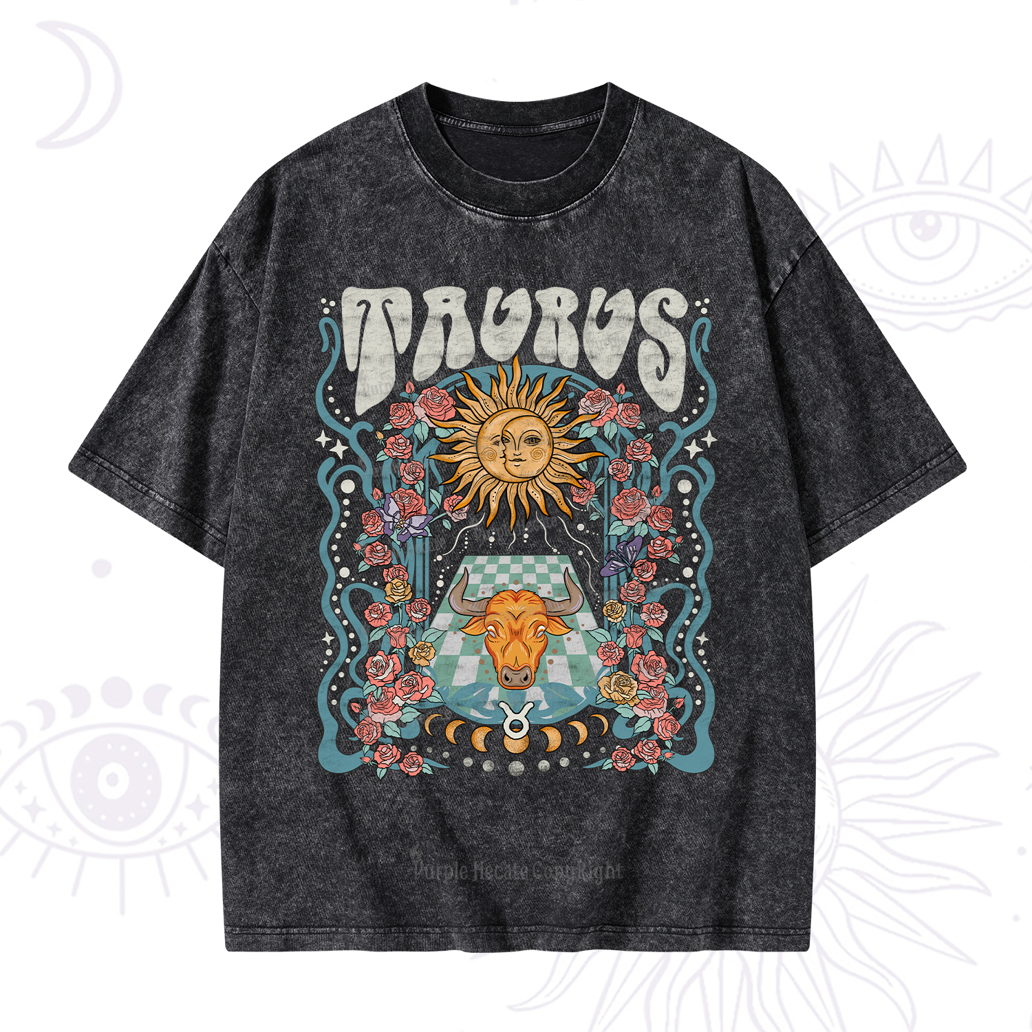 Purplehecate Taurus Spirit Zodiac Washed T-Shirt