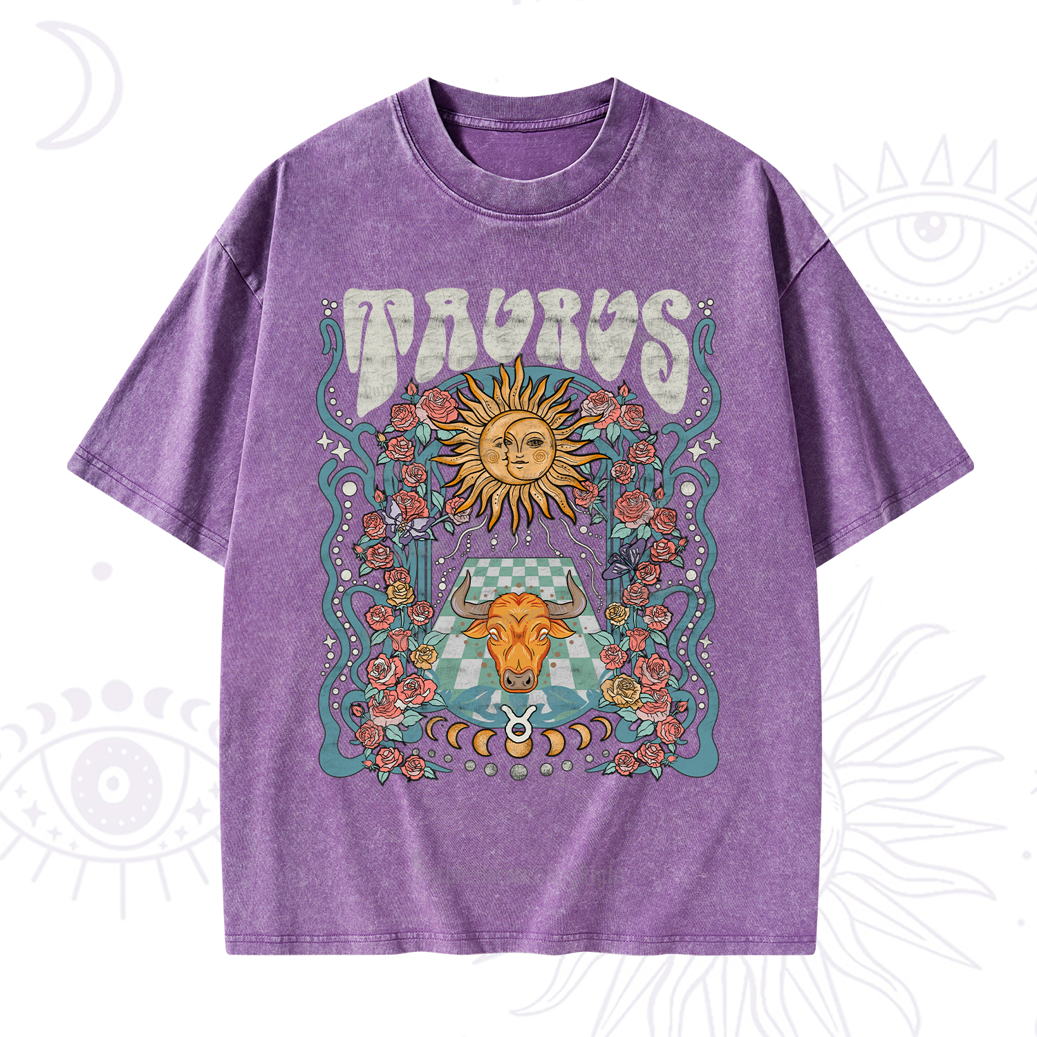 Purplehecate Taurus Spirit Zodiac Washed T-Shirt
