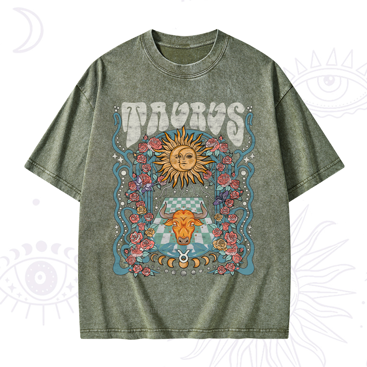 Purplehecate Taurus Spirit Zodiac Washed T-Shirt