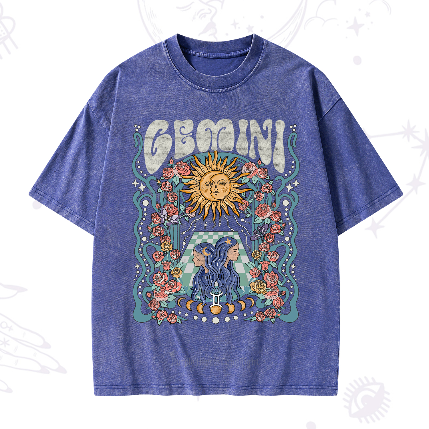 Purplehecate Gemini Spirit Zodiac Washed T-Shirt