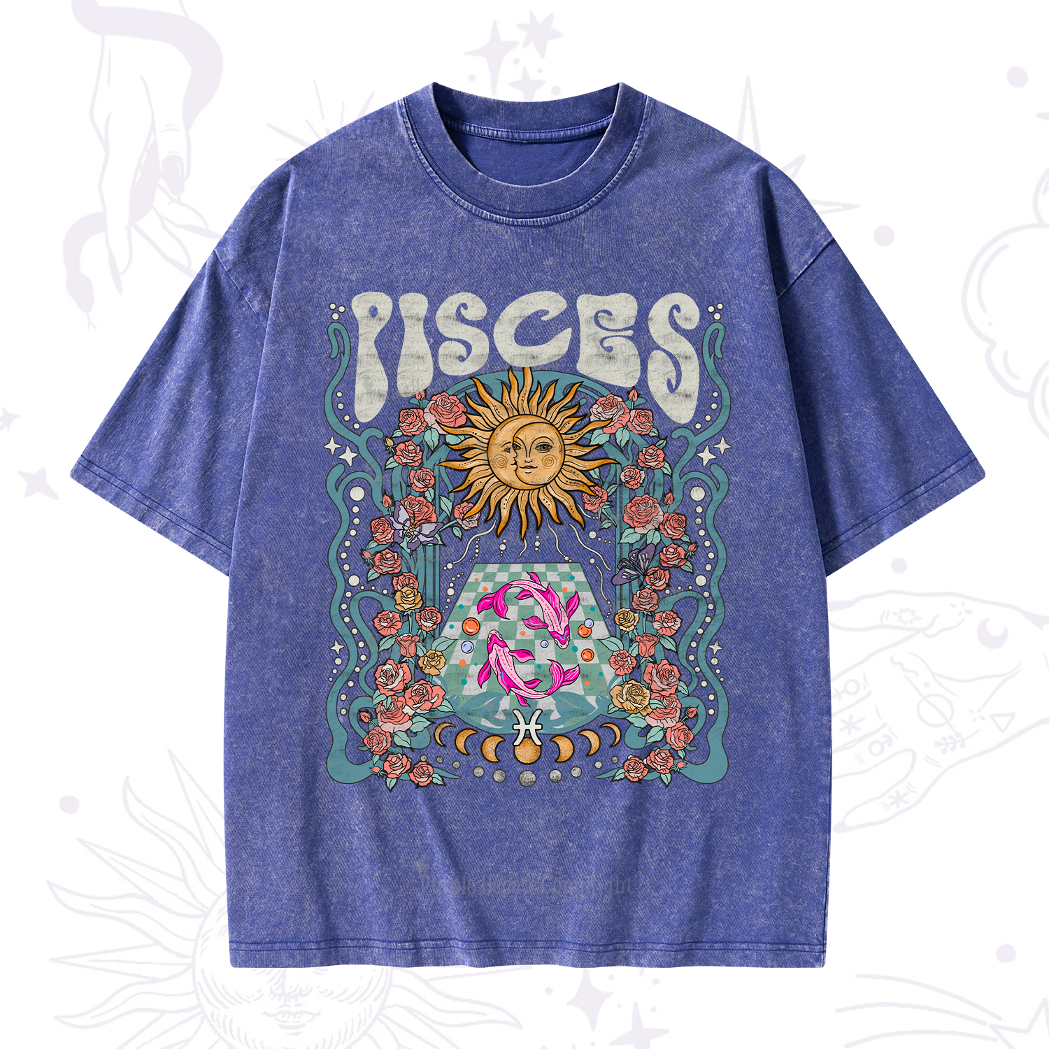 Purplehecate Pisces Spirit Zodiac Washed T-Shirt
