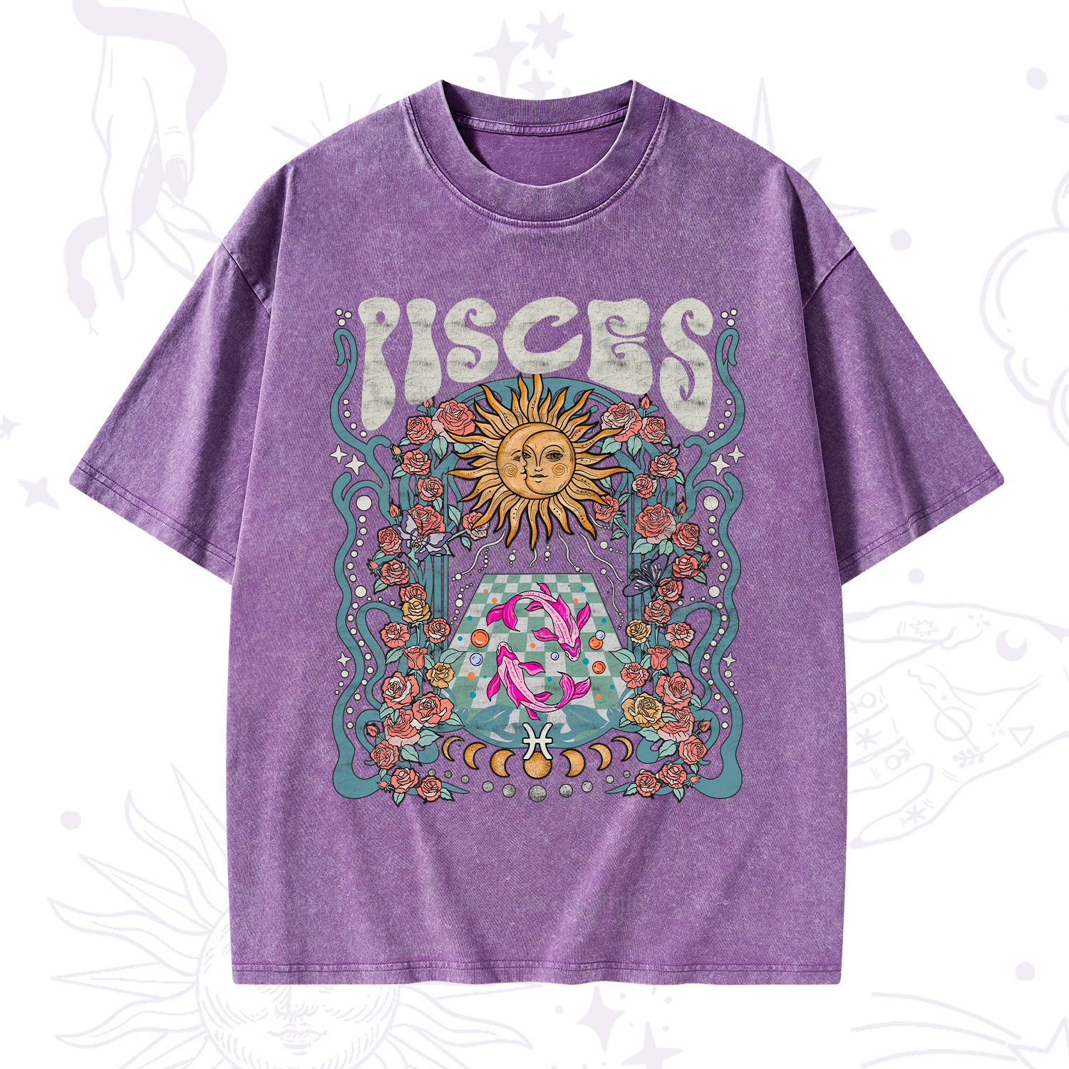 Purplehecate Pisces Spirit Zodiac Washed T-Shirt