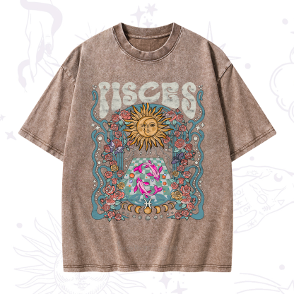 Purplehecate Pisces Spirit Zodiac Washed T-Shirt