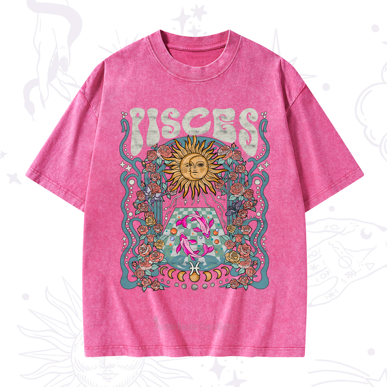 Purplehecate Pisces Spirit Zodiac Washed T-Shirt