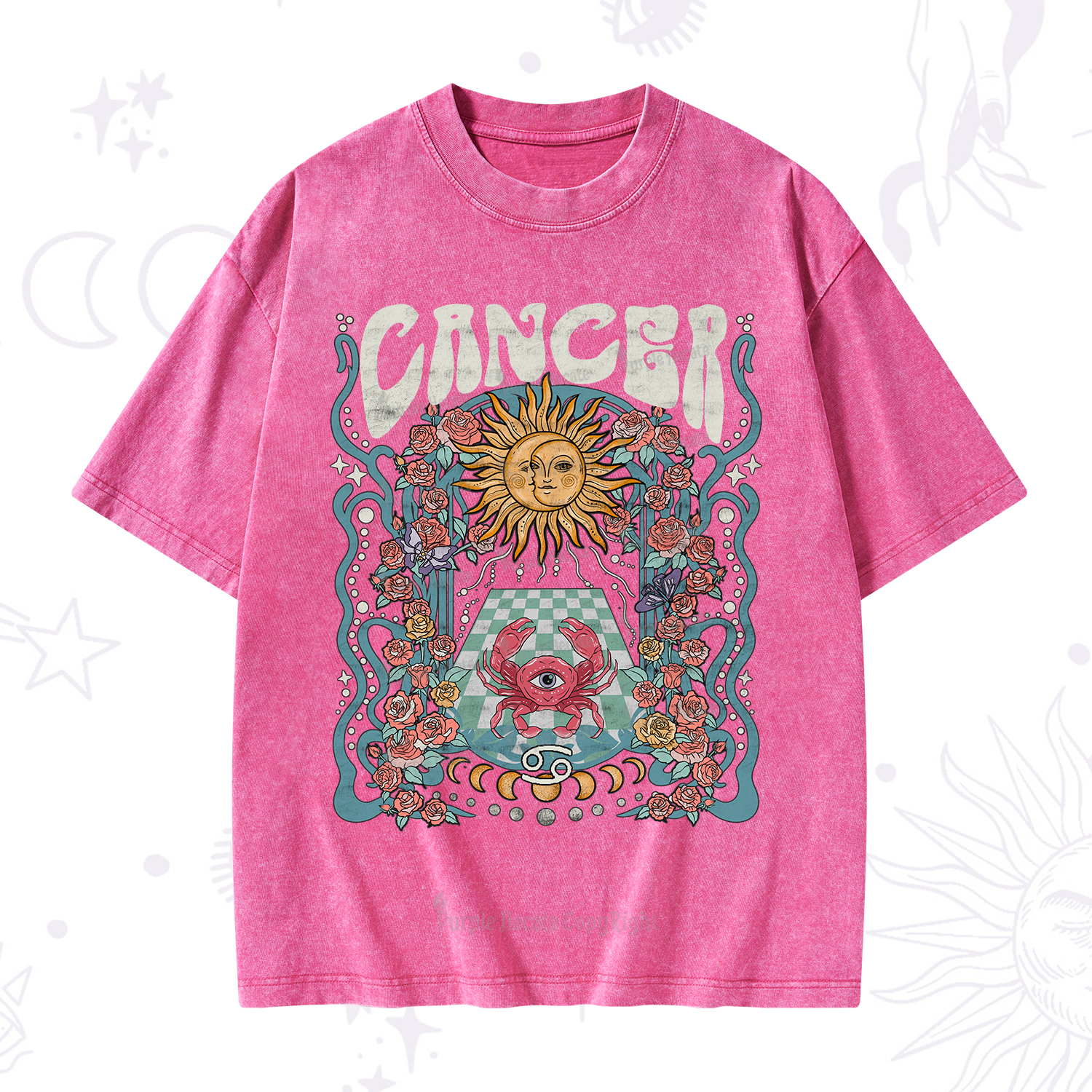 Purplehecate Cancer Spirit Zodiac Washed T-Shirt