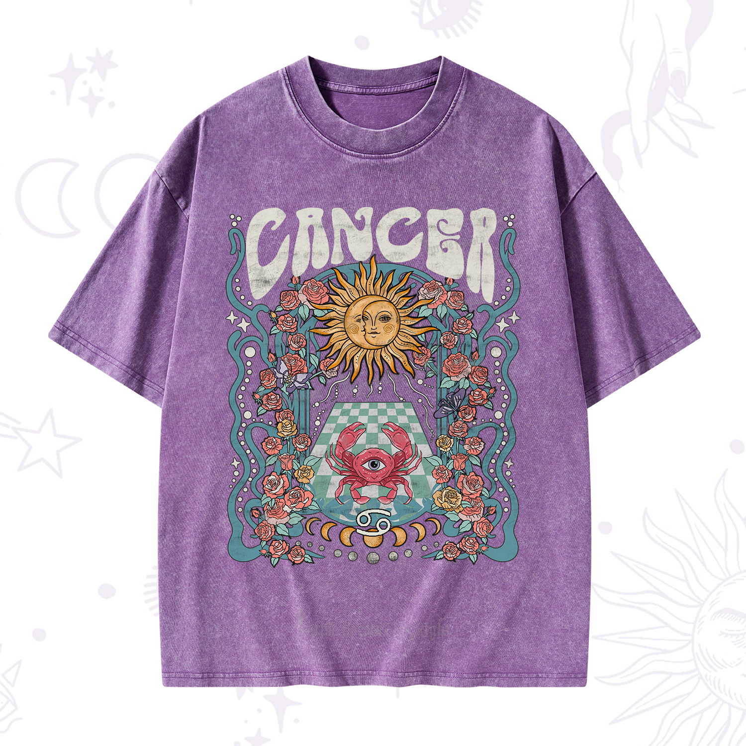 Purplehecate Cancer Spirit Zodiac Washed T-Shirt