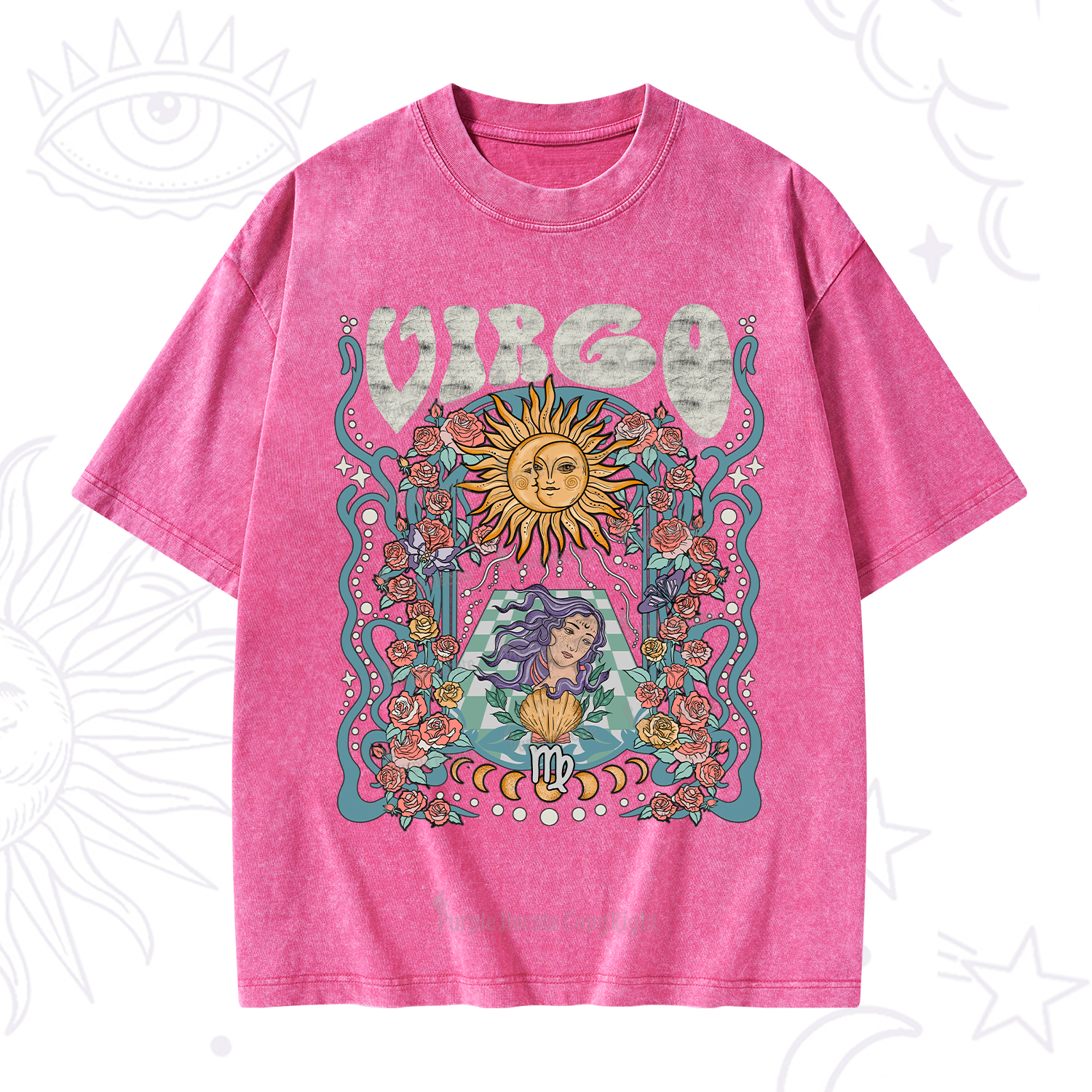 Purplehecate Virgo Spirit Zodiac Washed T-Shirt