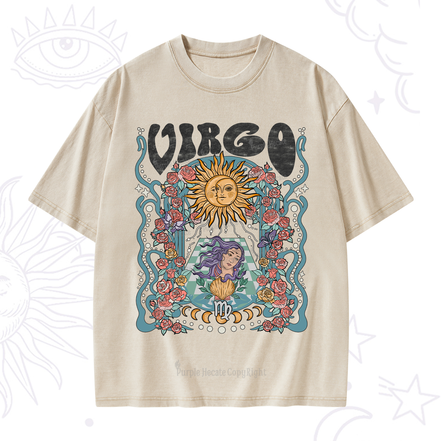 Purplehecate Virgo Spirit Zodiac Washed T-Shirt