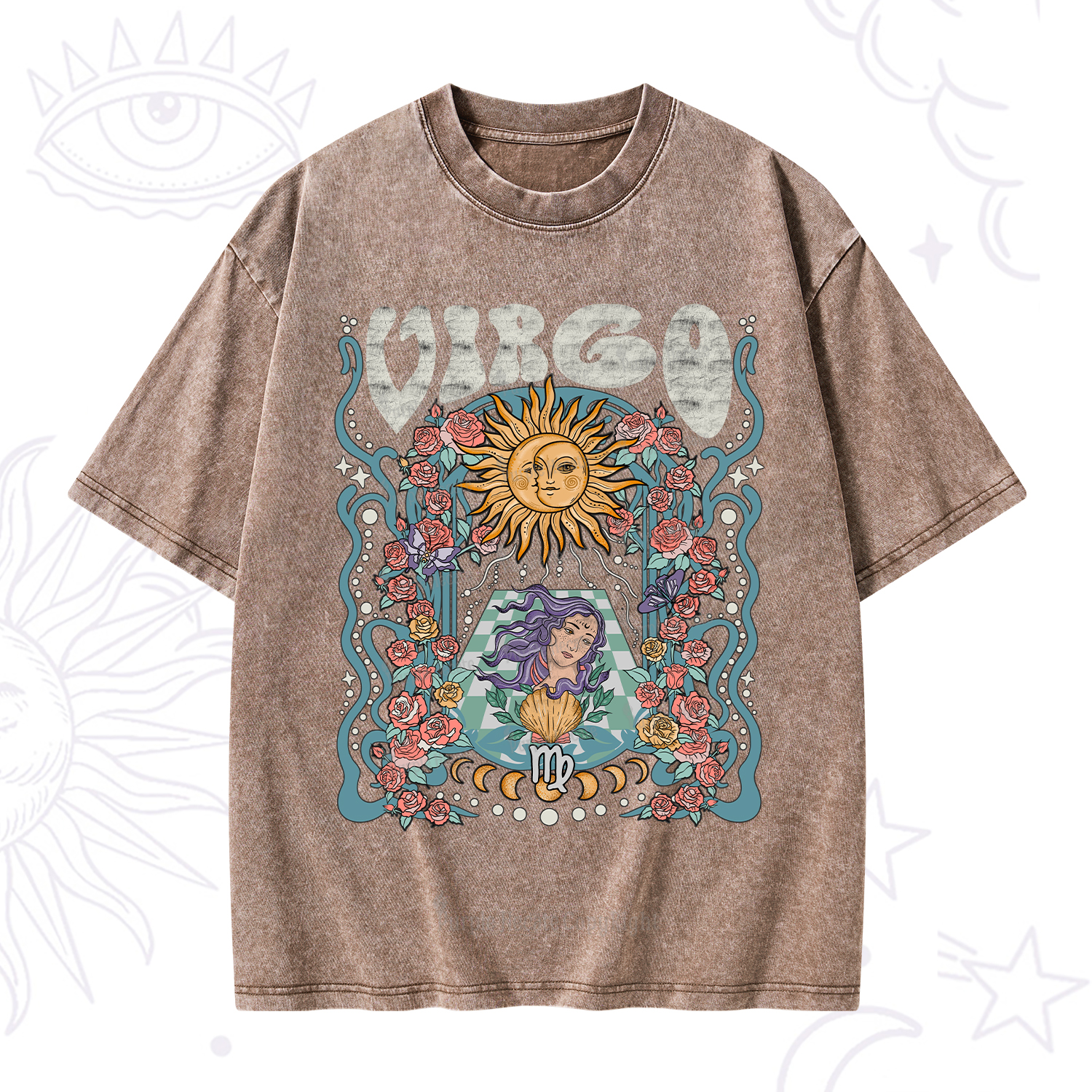 Purplehecate Virgo Spirit Zodiac Washed T-Shirt